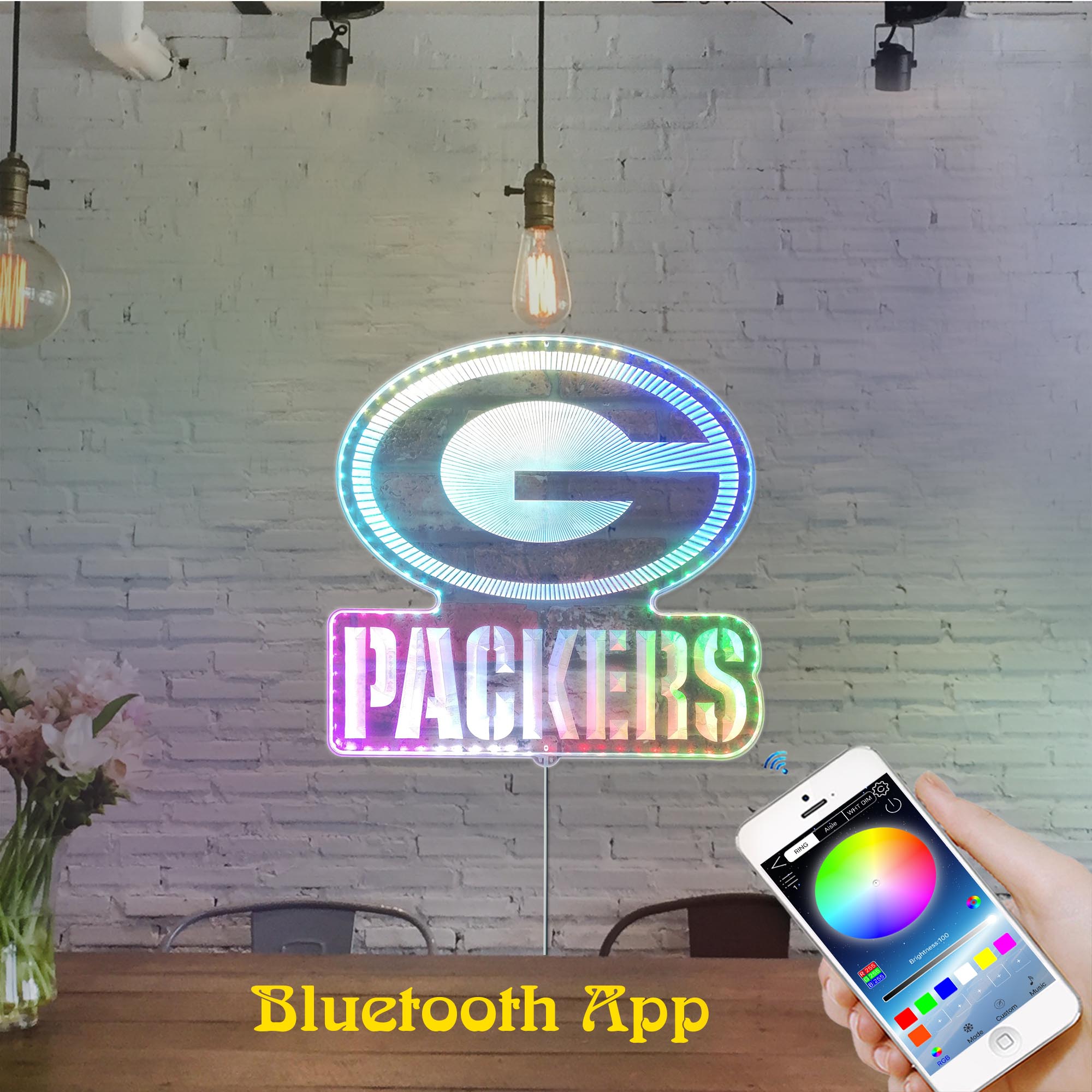 Green Bay Packers Dynamic RGB Edge Lit LED Sign