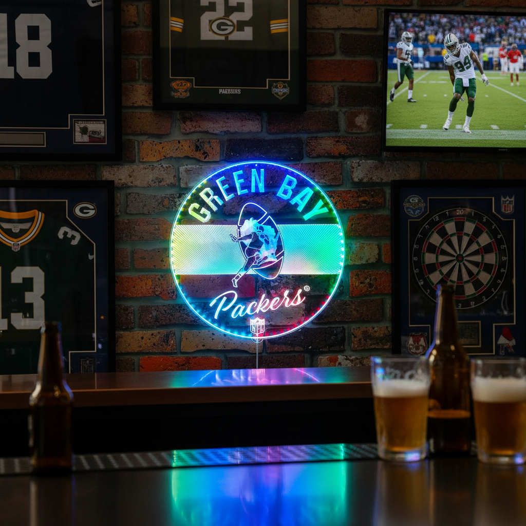 Green Bay Packers Neon LED Sign with Dynamic RGB Colors