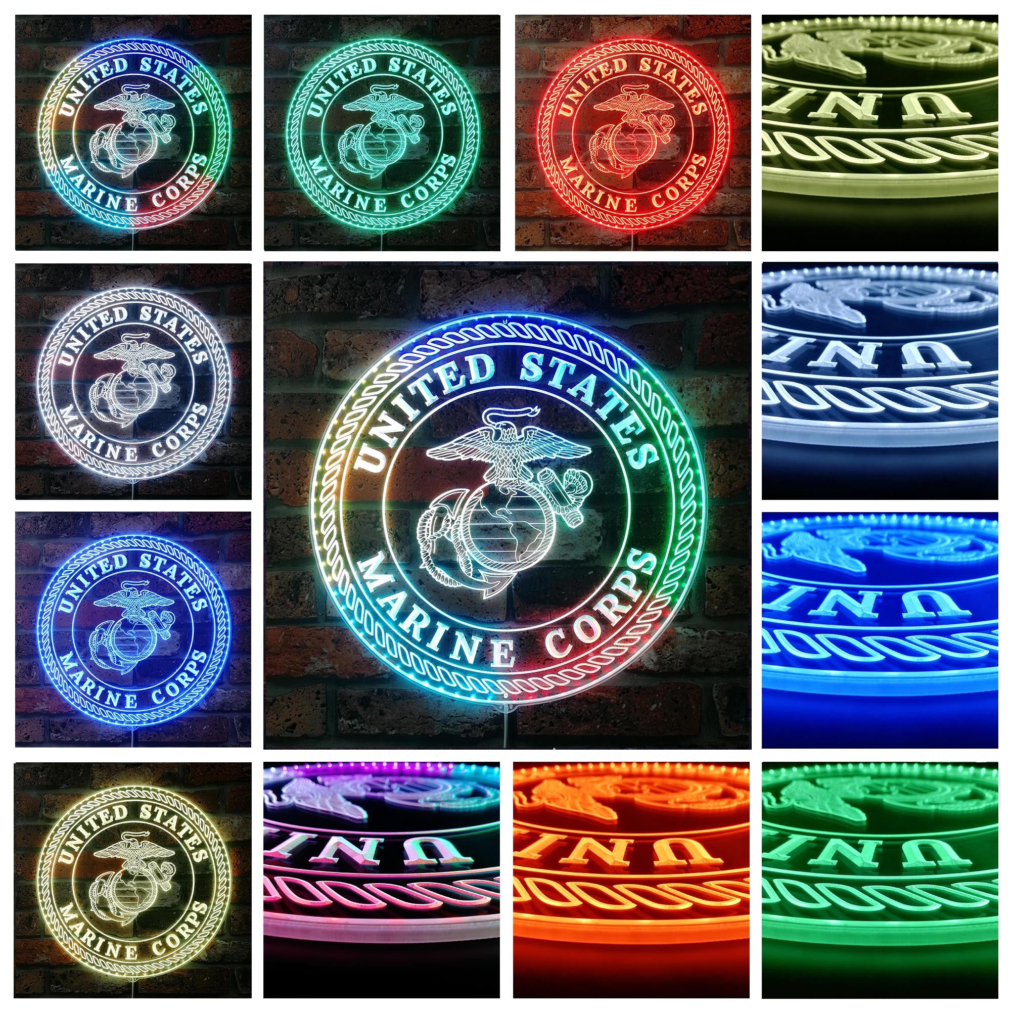 United States Marine Corps Dynamic RGB Edge Lit LED Sign