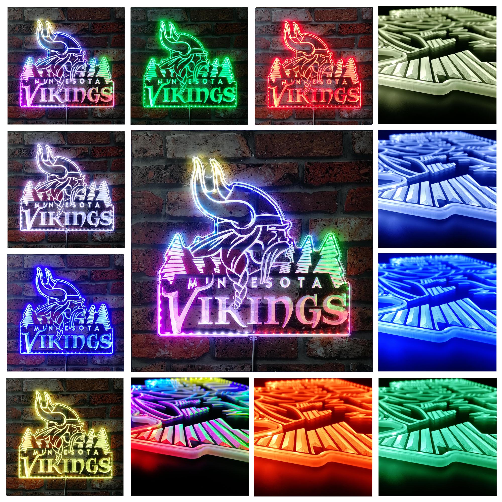 Minnesota Vikings Dynamic RGB Edge Lit LED Sign