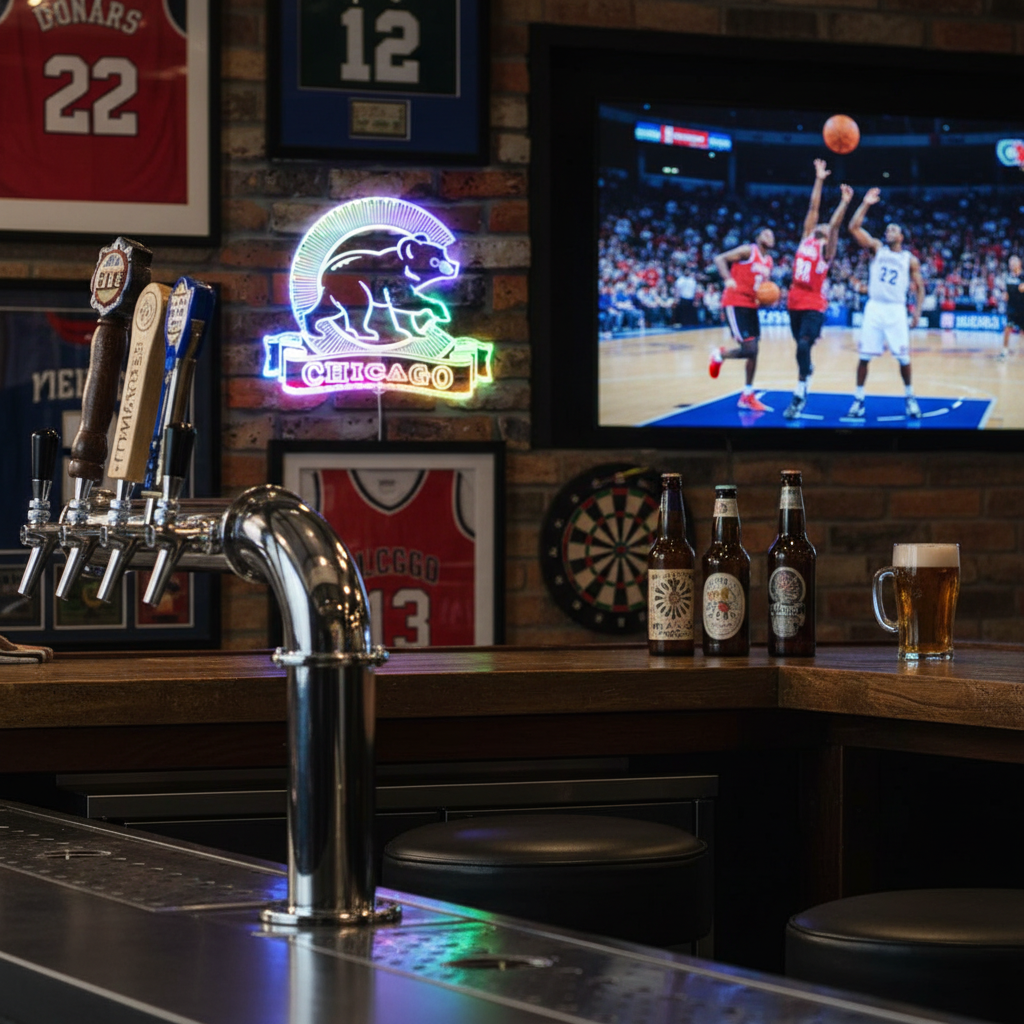 Chicago Cubs Neon LED Sign with Dynamic RGB Colors