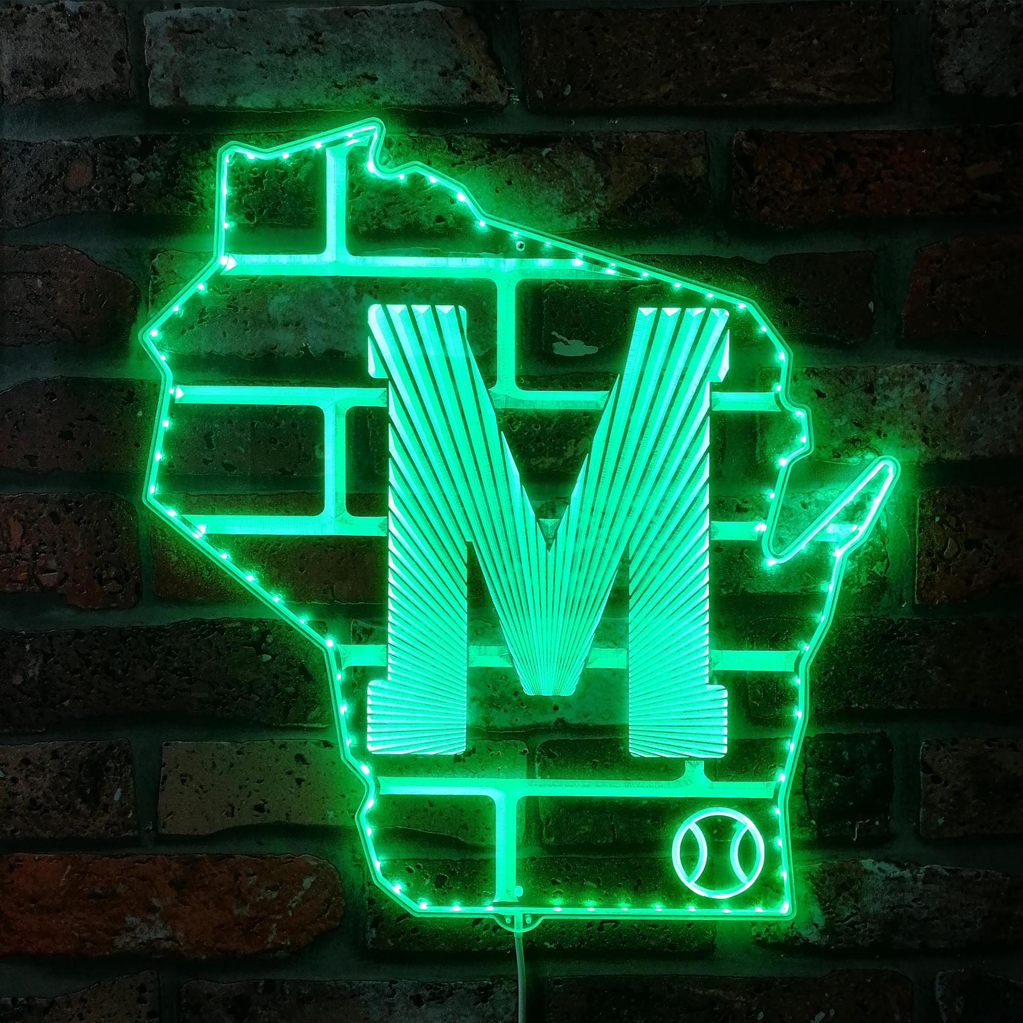 Milwaukee Brewers Classic Baseball State Logo Dynamic RGB Edge Lit LED Sign