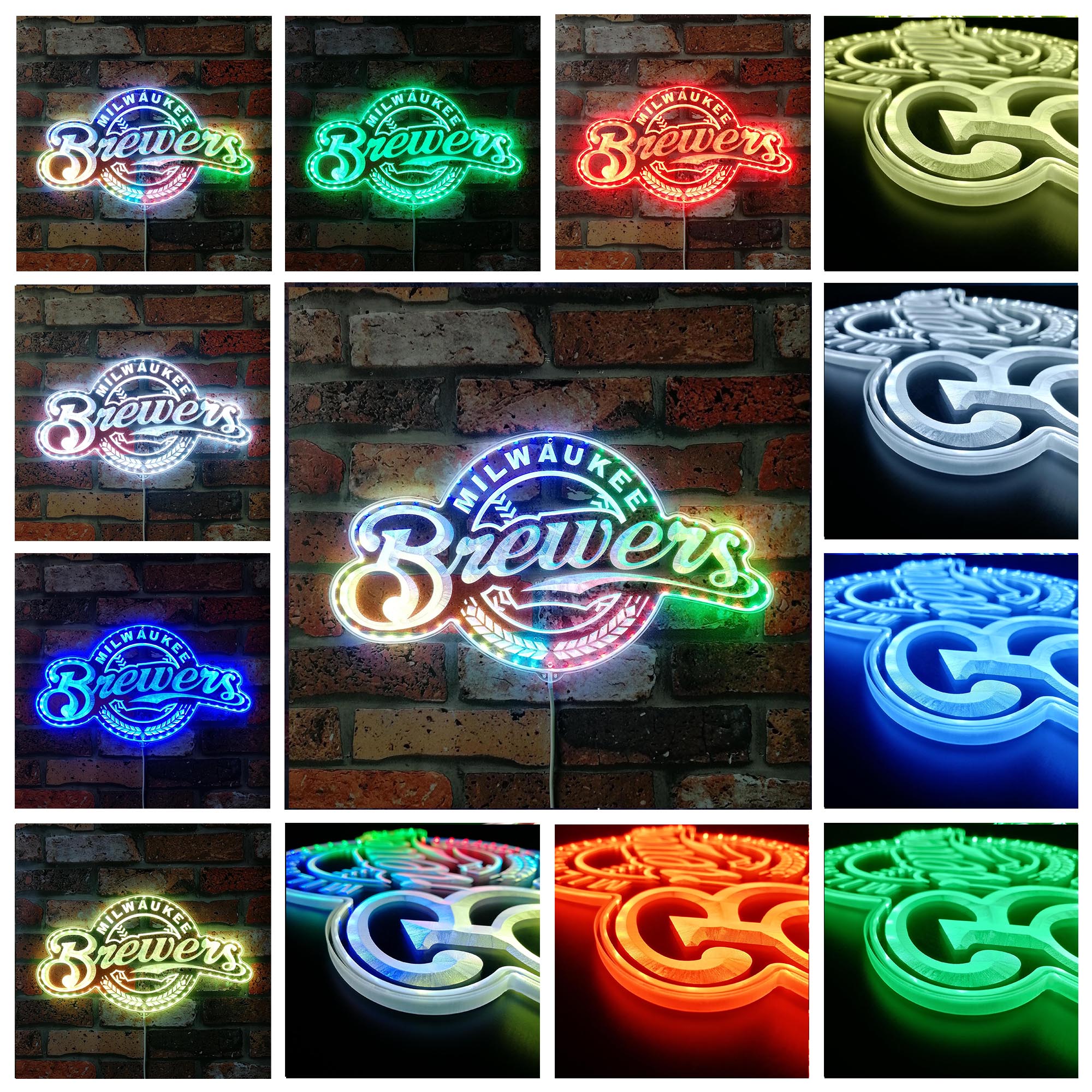 Milwaukee Brewers Dynamic RGB Edge Lit LED Sign