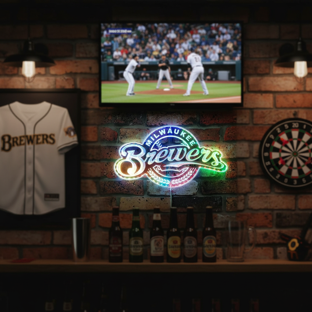 Milwaukee Brewers Neon LED Sign with Dynamic RGB Colors