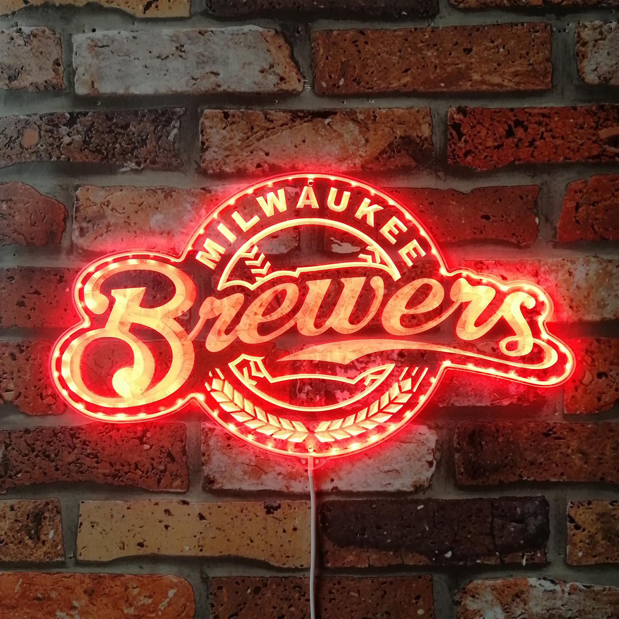 Milwaukee Brewers Dynamic RGB Edge Lit LED Sign