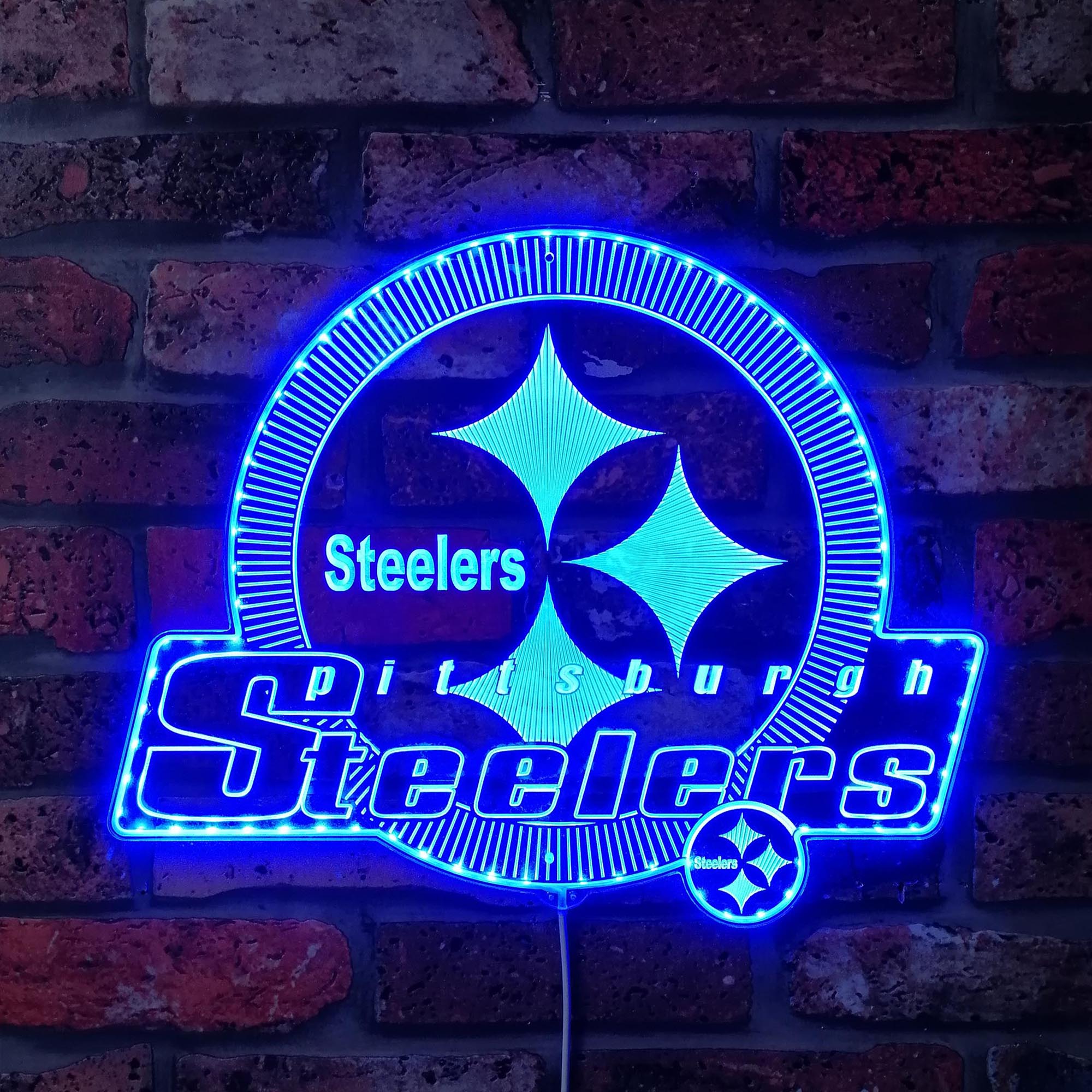 Pittsburgh Steelers Shining Logo Dynamic RGB Edge Lit LED Sign