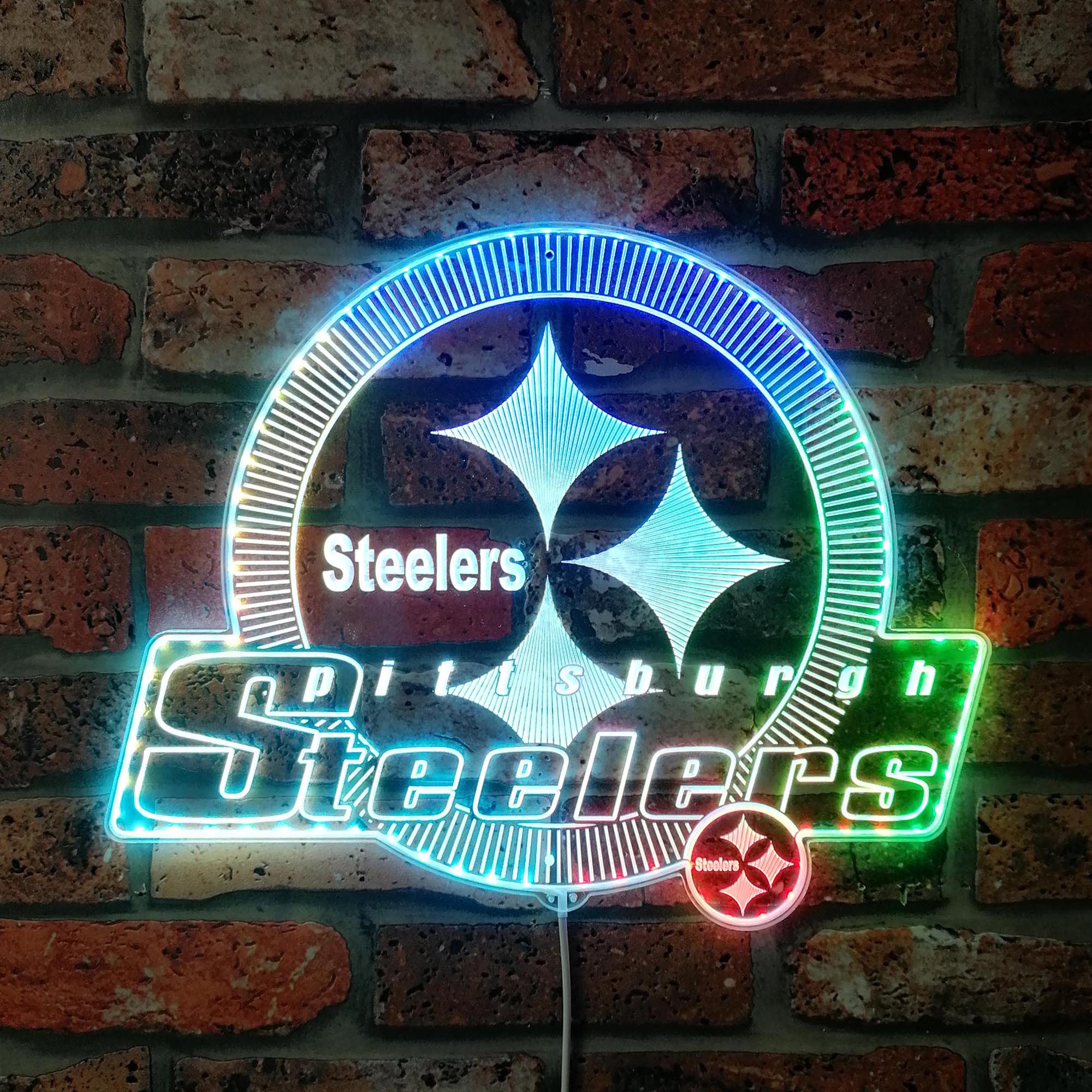 Pittsburgh Steelers Shining Logo Dynamic RGB Edge Lit LED Sign