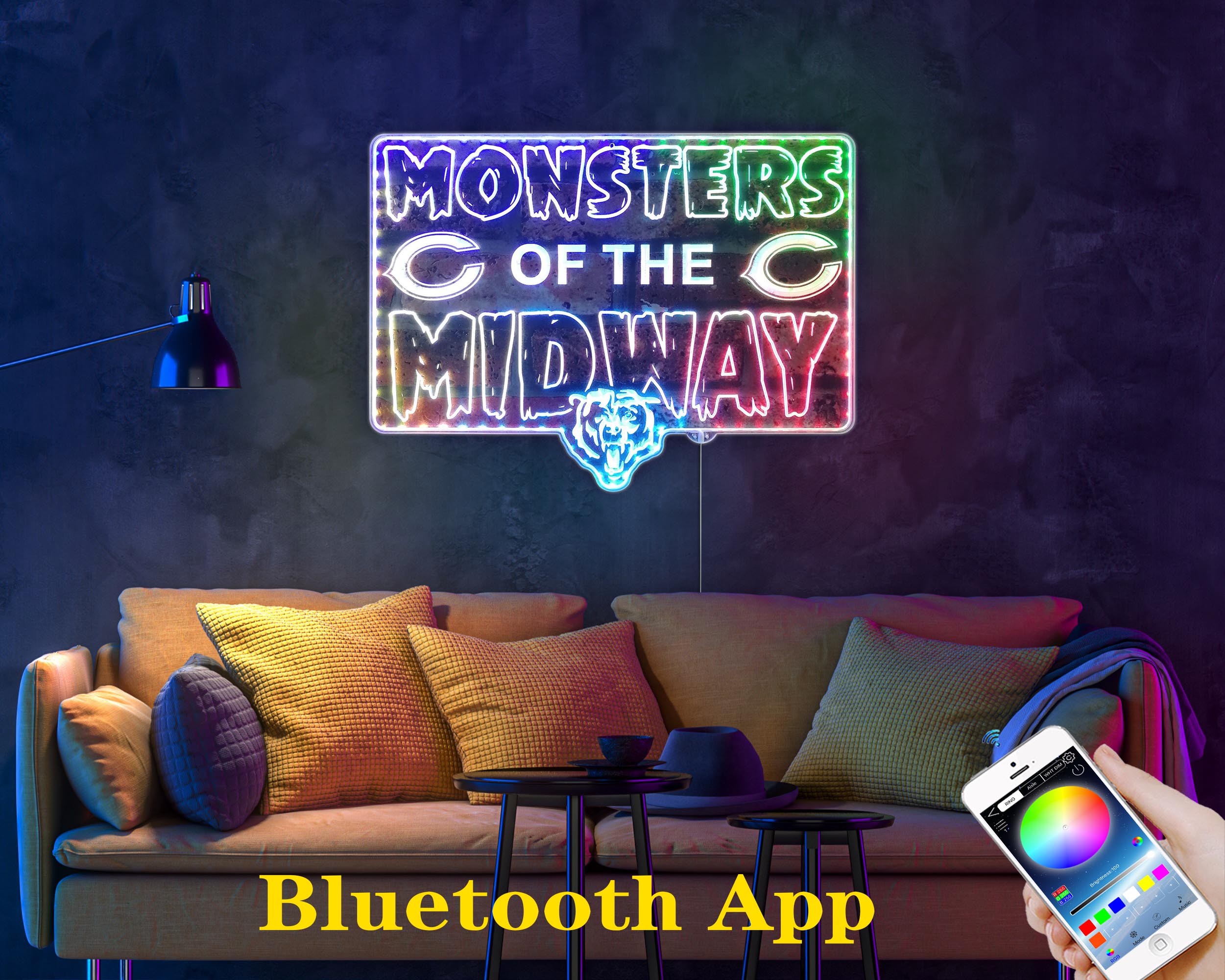 Chicago Bears MONSTERS OF THE MIDWAY Dynamic RGB Edge Lit LED Sign