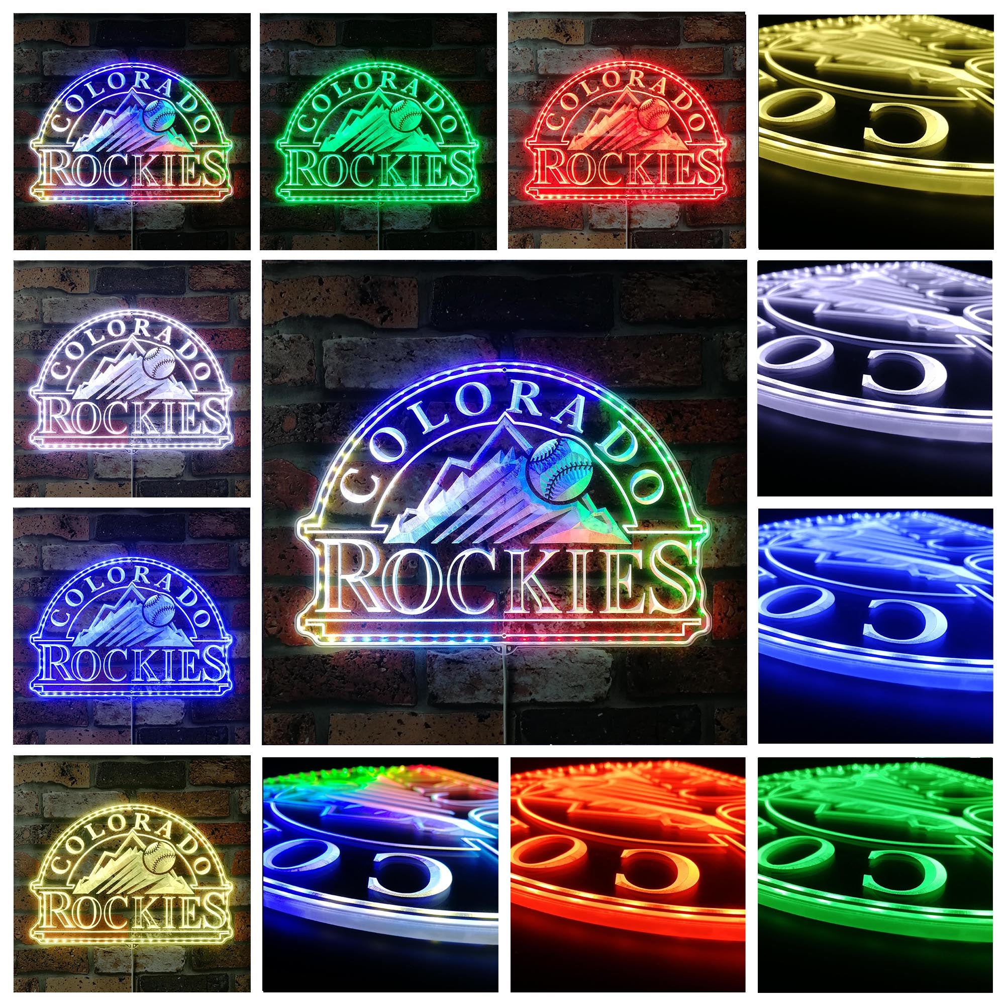 Colorado Rockies Signature Snow Mountain Logo Dynamic RGB Edge Lit LED Sign