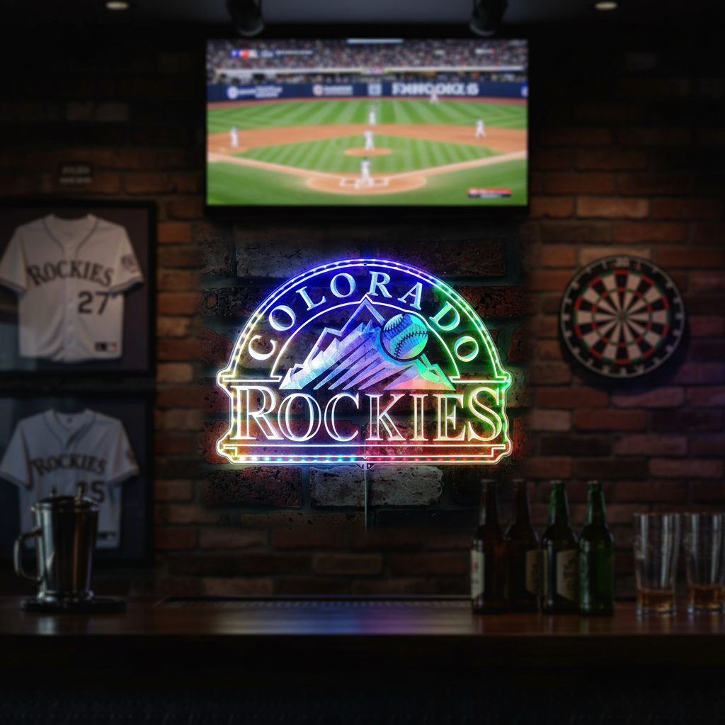 Colorado Rockies Signature Snow Mountain Logo Neon LED Sign with Dynamic RGB Colors