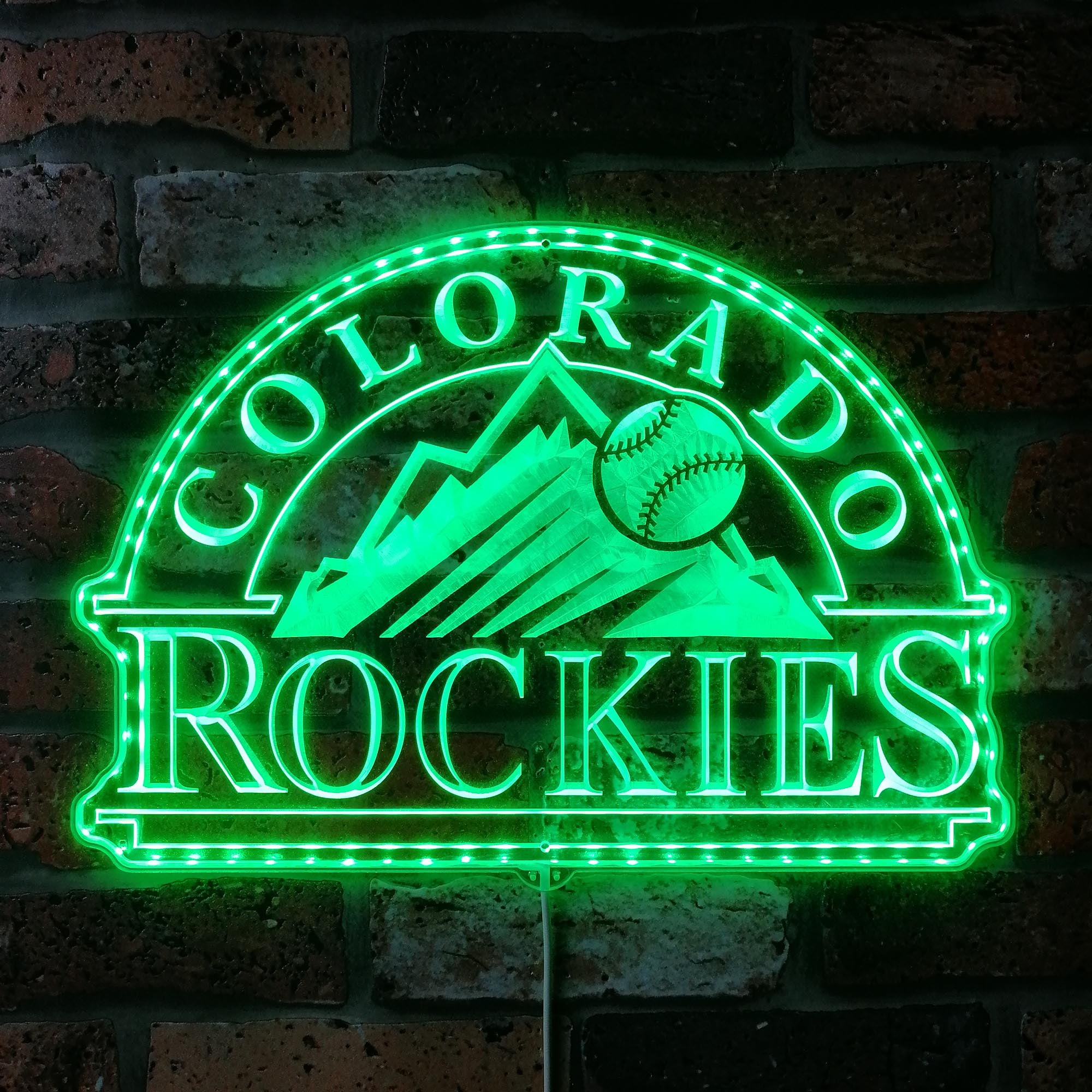 Colorado Rockies Signature Snow Mountain Logo Dynamic RGB Edge Lit LED Sign