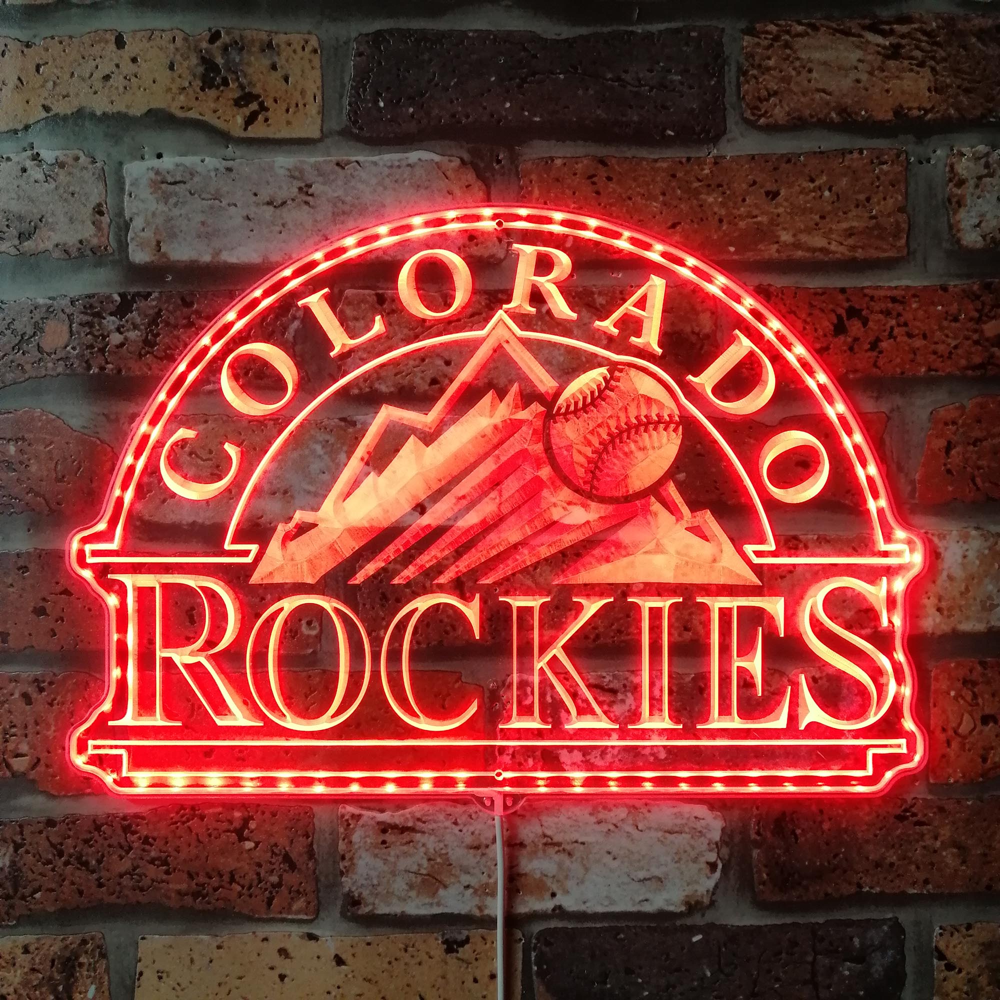 Colorado Rockies Signature Snow Mountain Logo Dynamic RGB Edge Lit LED Sign