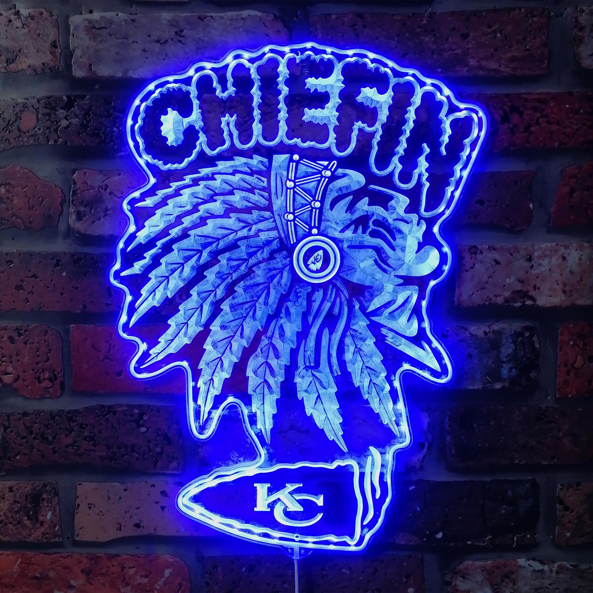 Kansas City Chiefs Chief In Dynamic RGB Edge Lit LED Sign