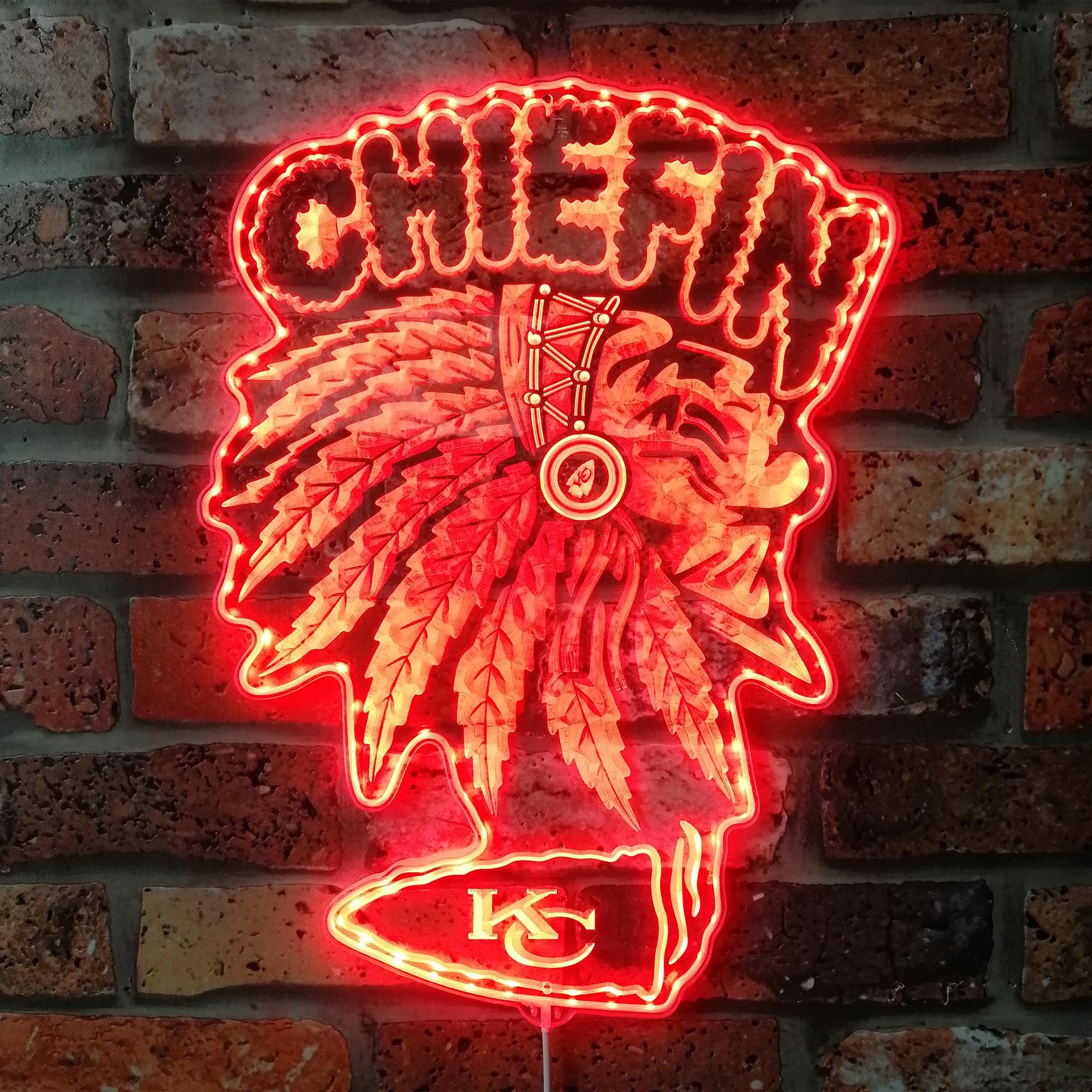 Kansas City Chiefs Chief In Dynamic RGB Edge Lit LED Sign