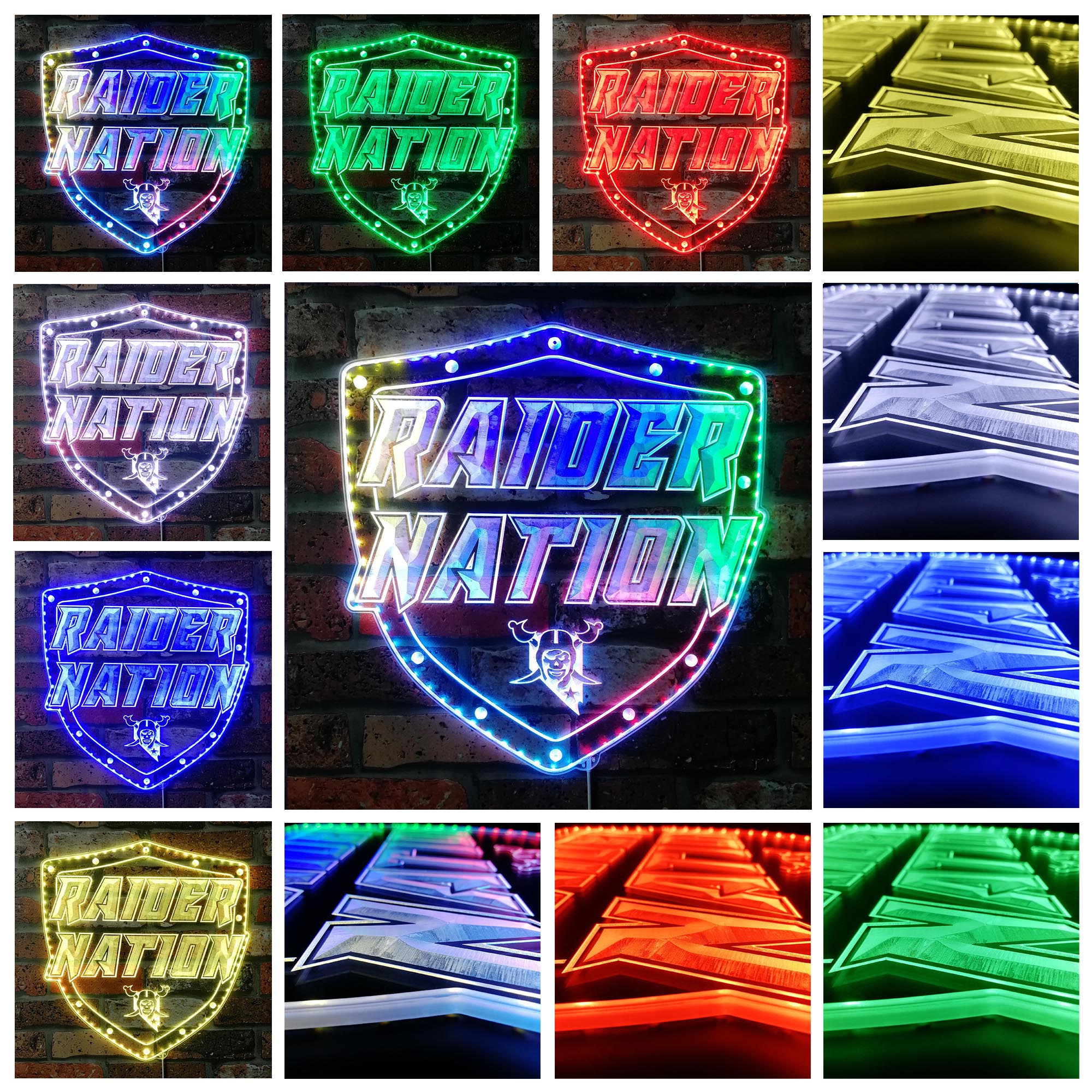 Las Vegas Raiders Raider Nation Dynamic RGB Edge Lit LED Sign