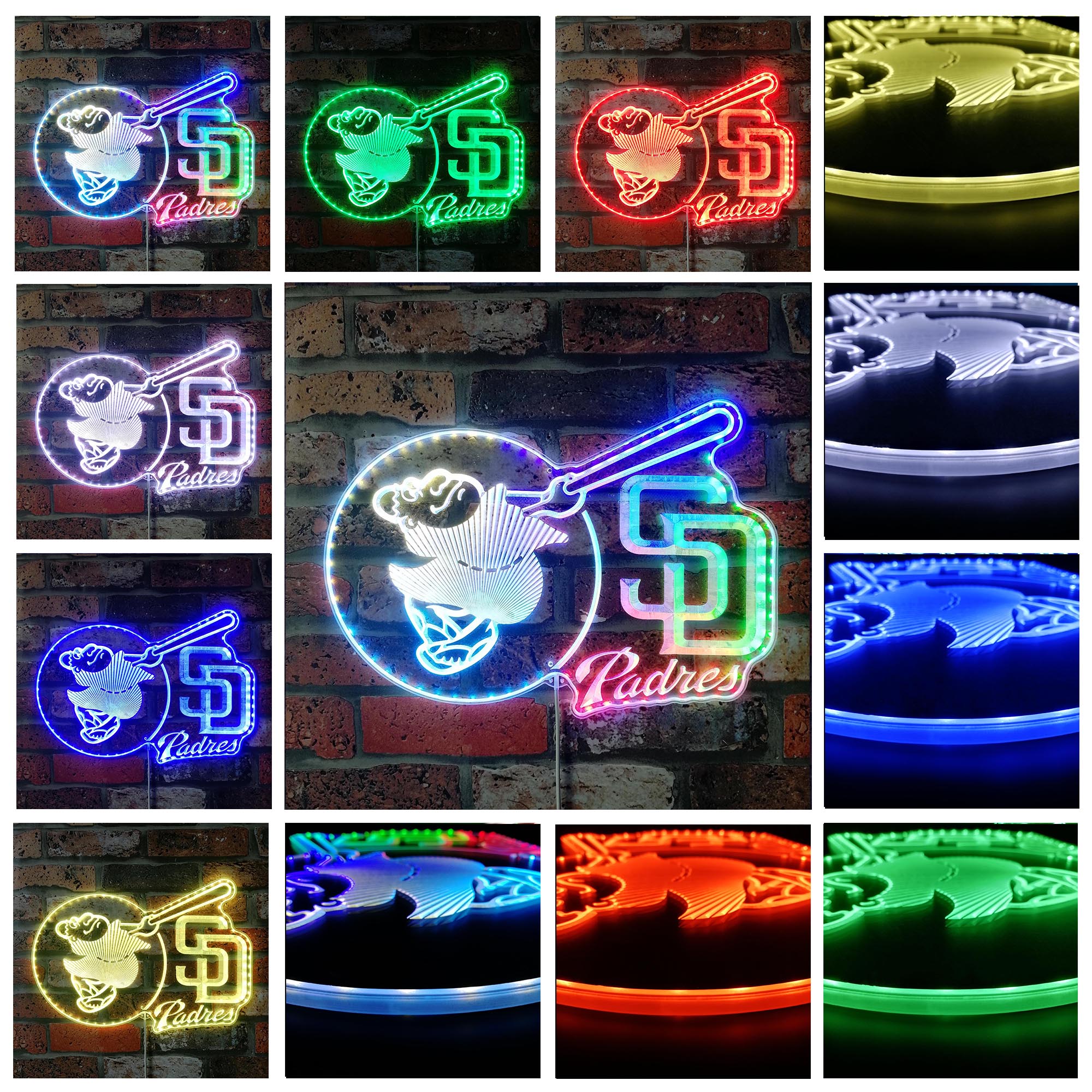 San Diego Padres Friar Swinging Bat Dynamic RGB Edge Lit LED Sign