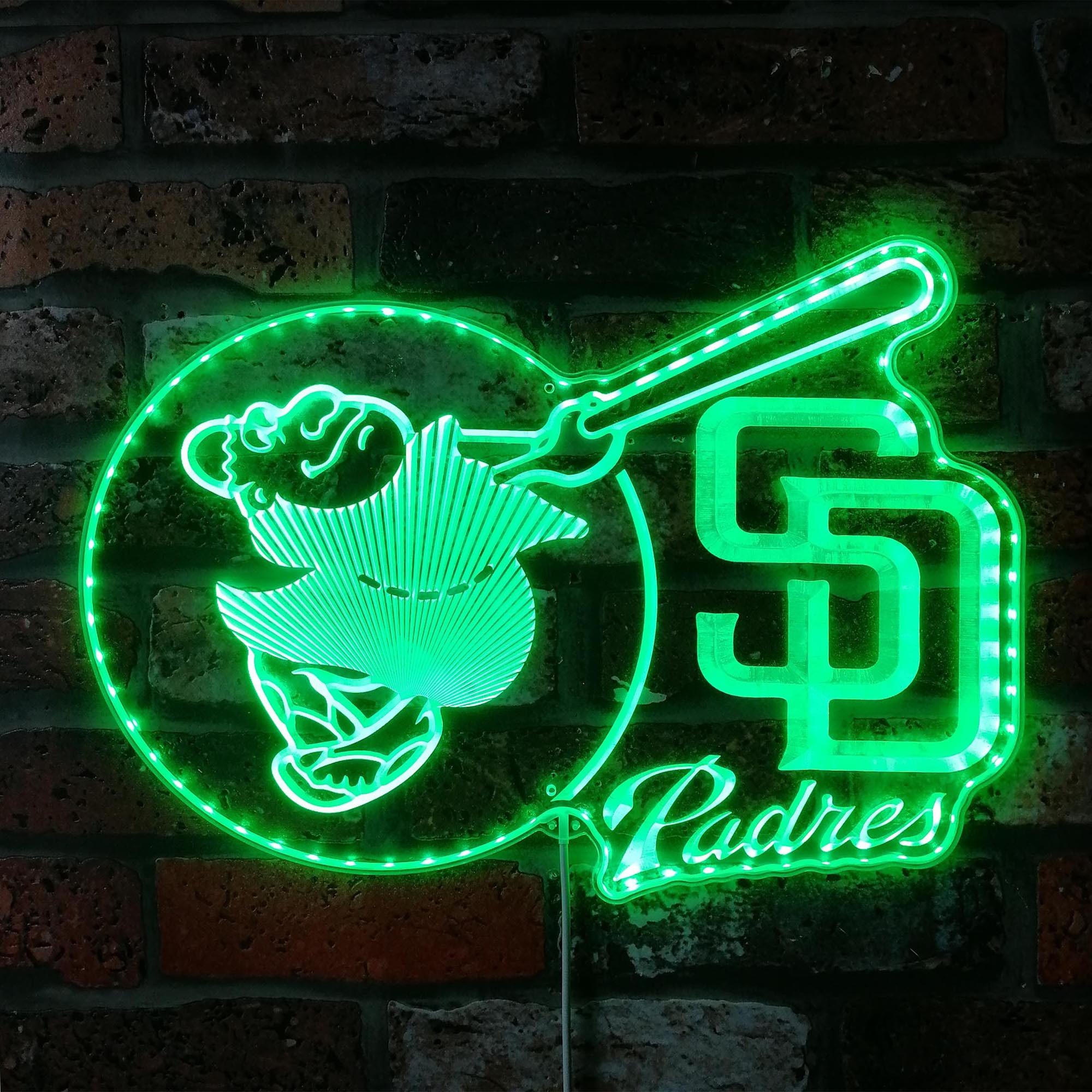 San Diego Padres Friar Swinging Bat Dynamic RGB Edge Lit LED Sign