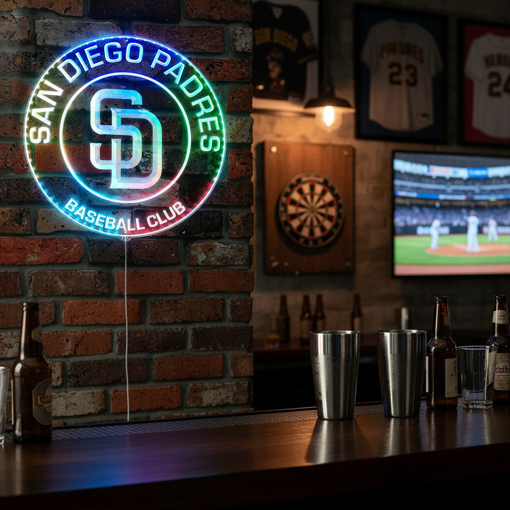 San Diego Padres Neon LED Sign with Dynamic RGB Colors