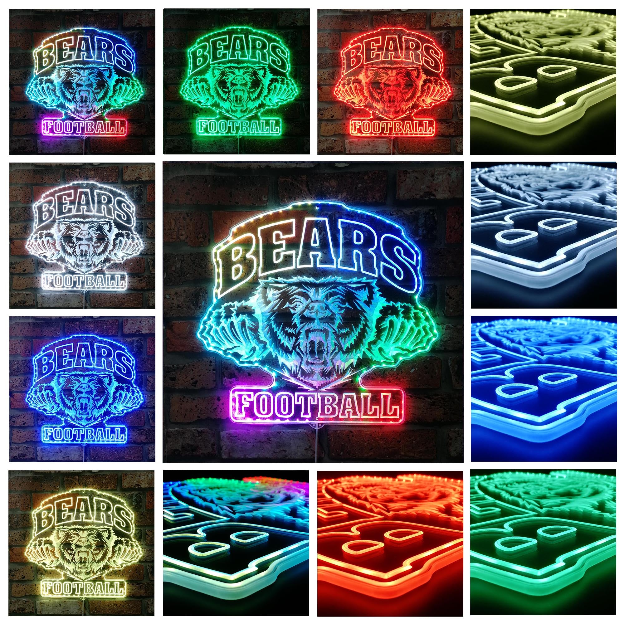 Chicago Bears Dynamic RGB Edge Lit LED Sign