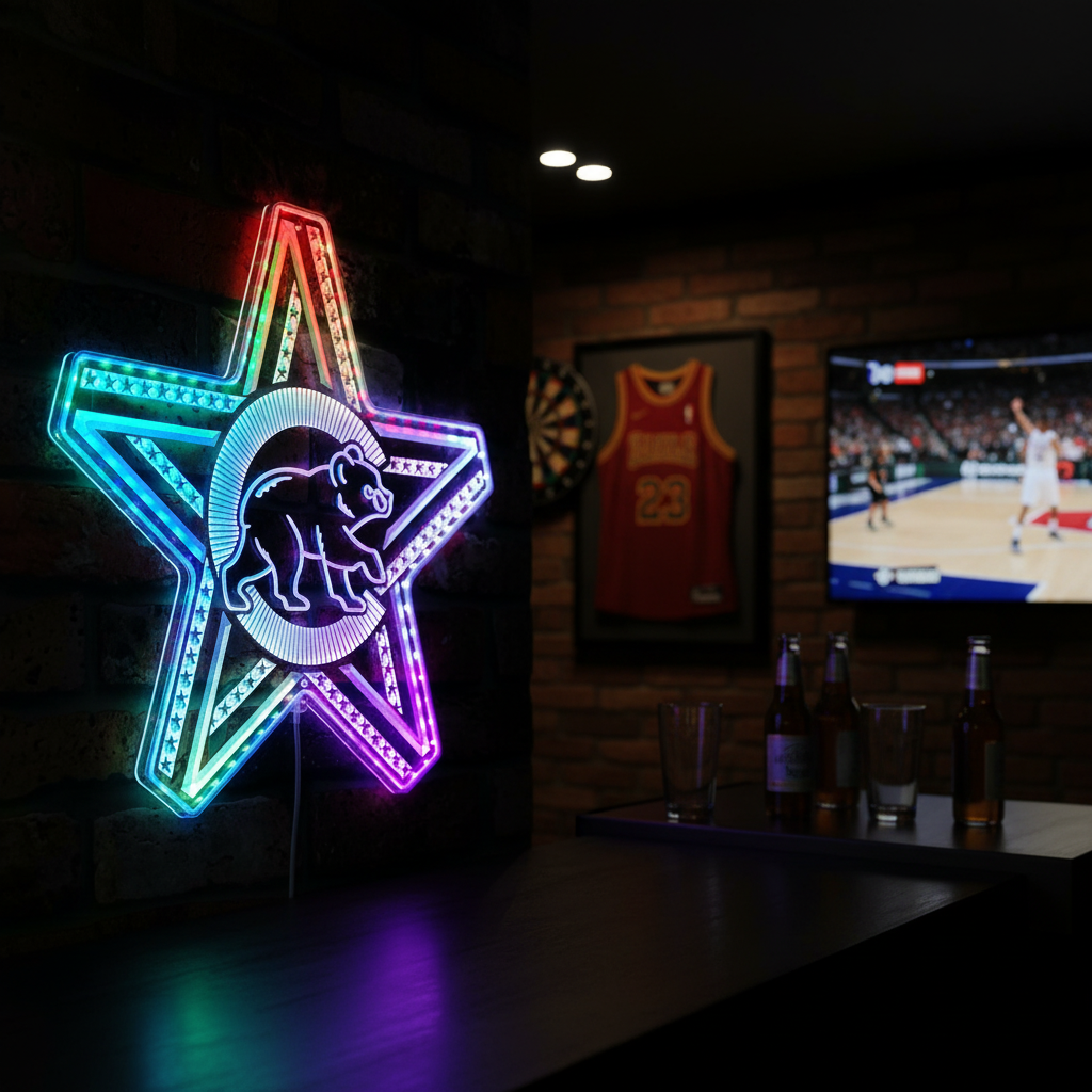 Chicago Cubs Neon LED Sign with Dynamic RGB Colors