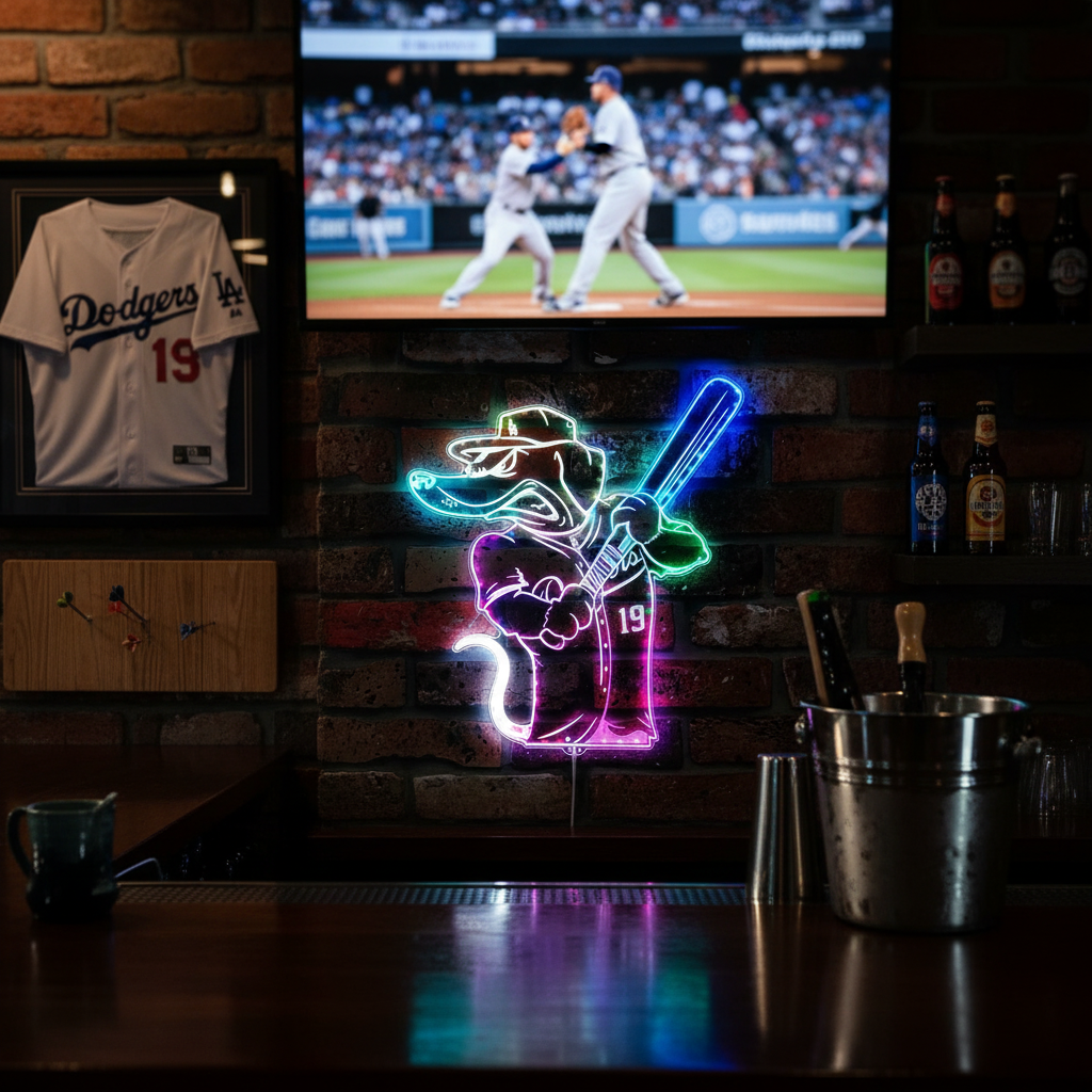 Los Angeles Dodgers Mascot Neon LED Sign with Dynamic RGB Colors
