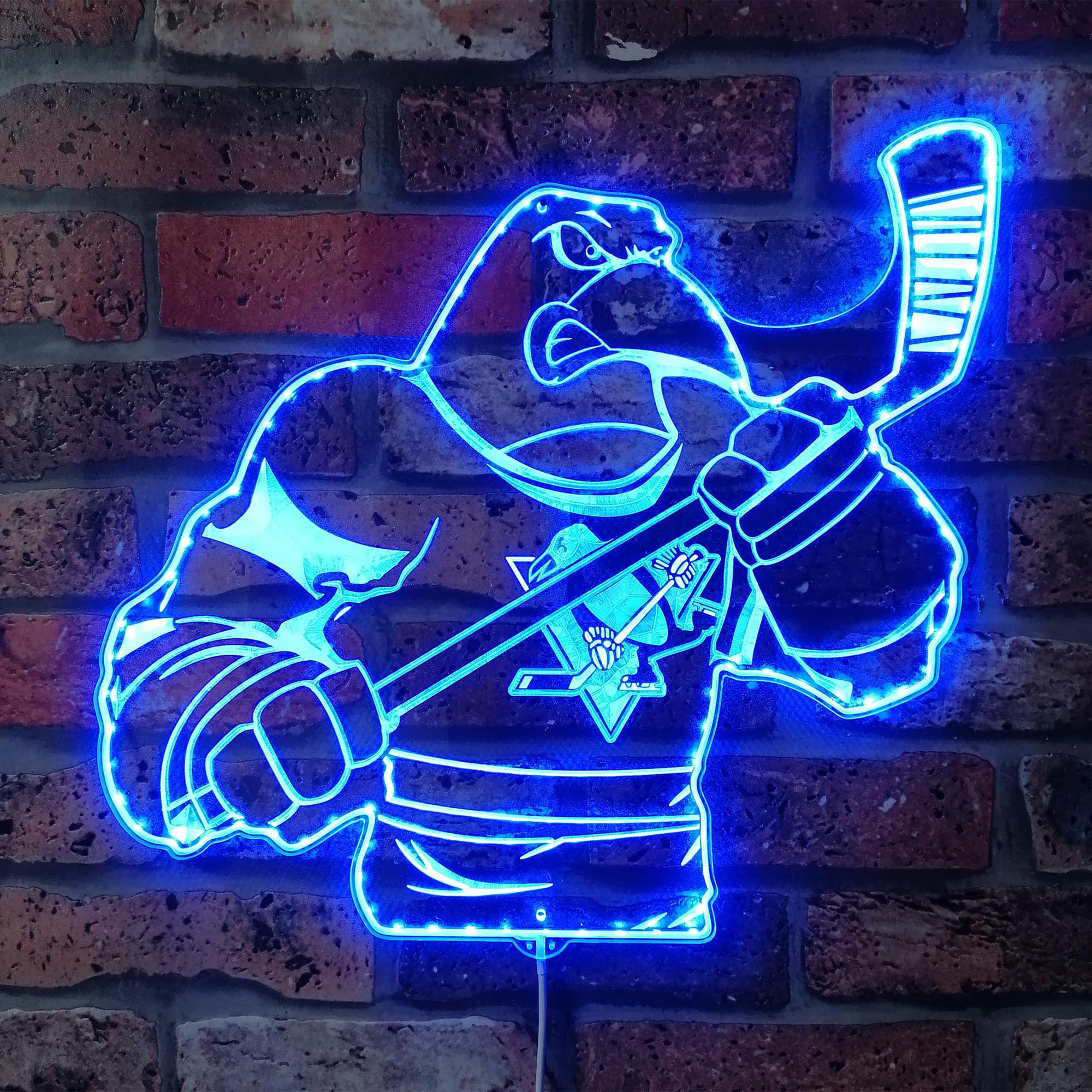 Pittsburgh Penguins Mascot Dynamic RGB Edge Lit LED Sign