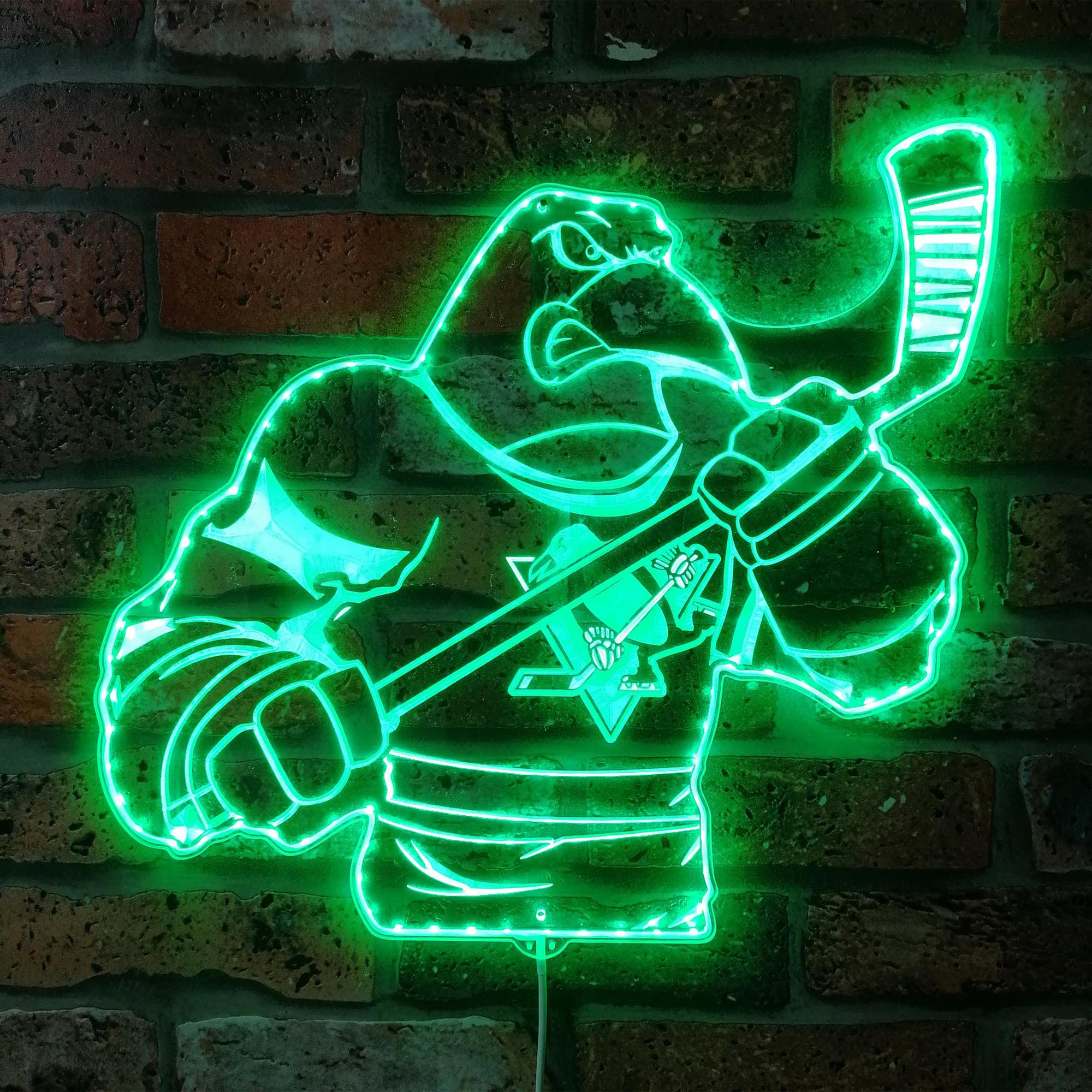 Pittsburgh Penguins Mascot Dynamic RGB Edge Lit LED Sign