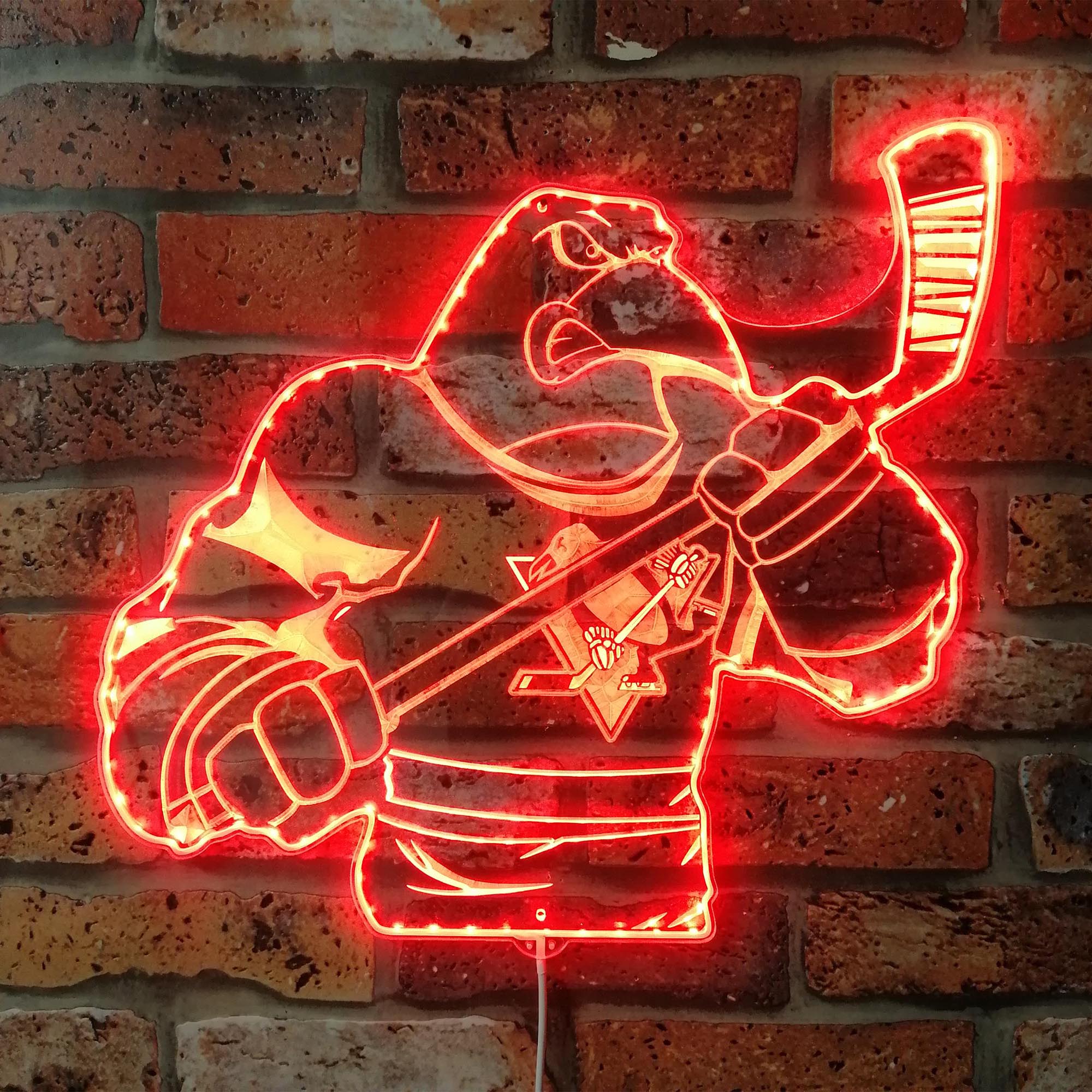 Pittsburgh Penguins Mascot Dynamic RGB Edge Lit LED Sign