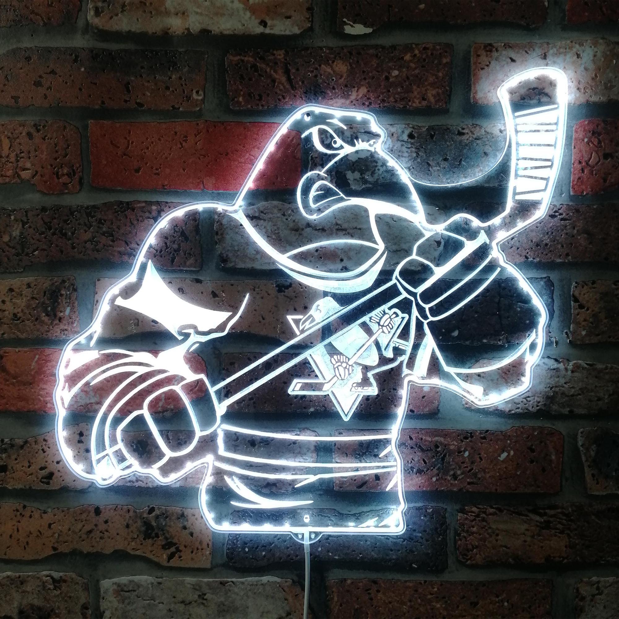 Pittsburgh Penguins Mascot Dynamic RGB Edge Lit LED Sign