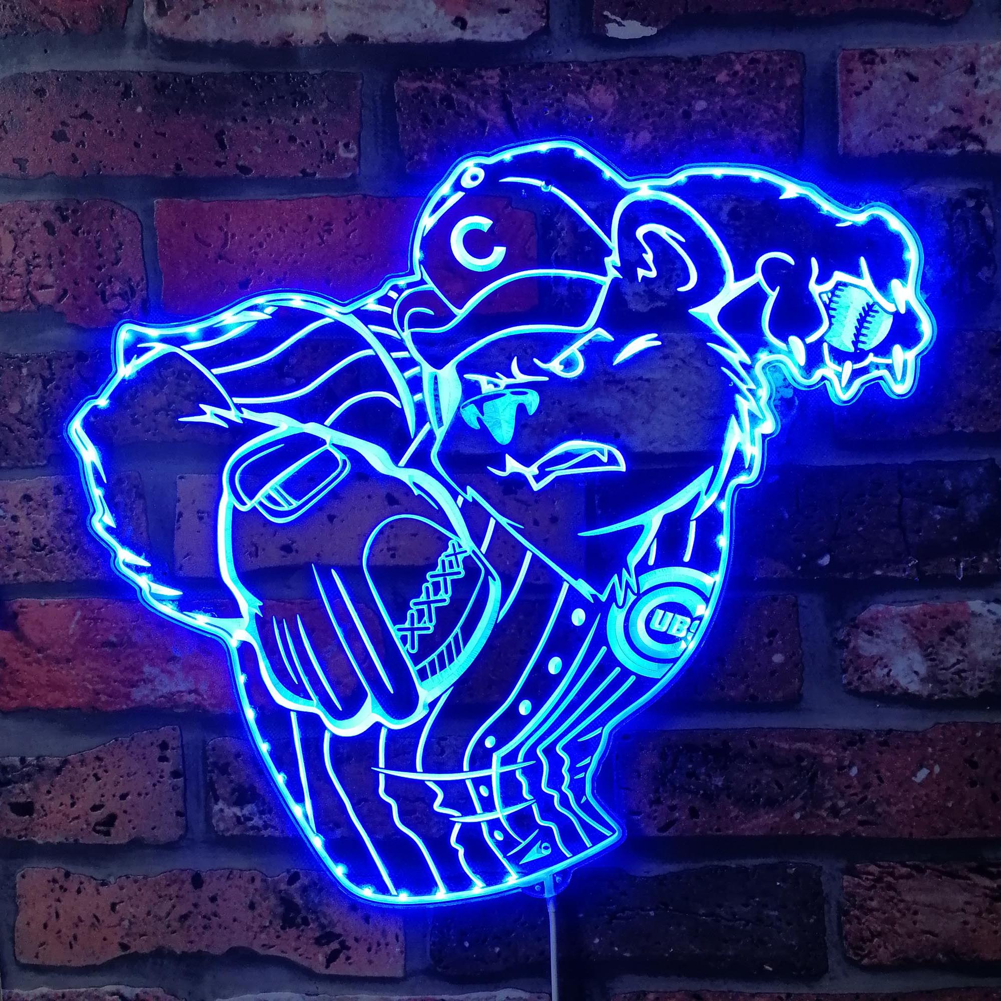 Chicago Cubs Mascot Dynamic RGB Edge Lit LED Sign