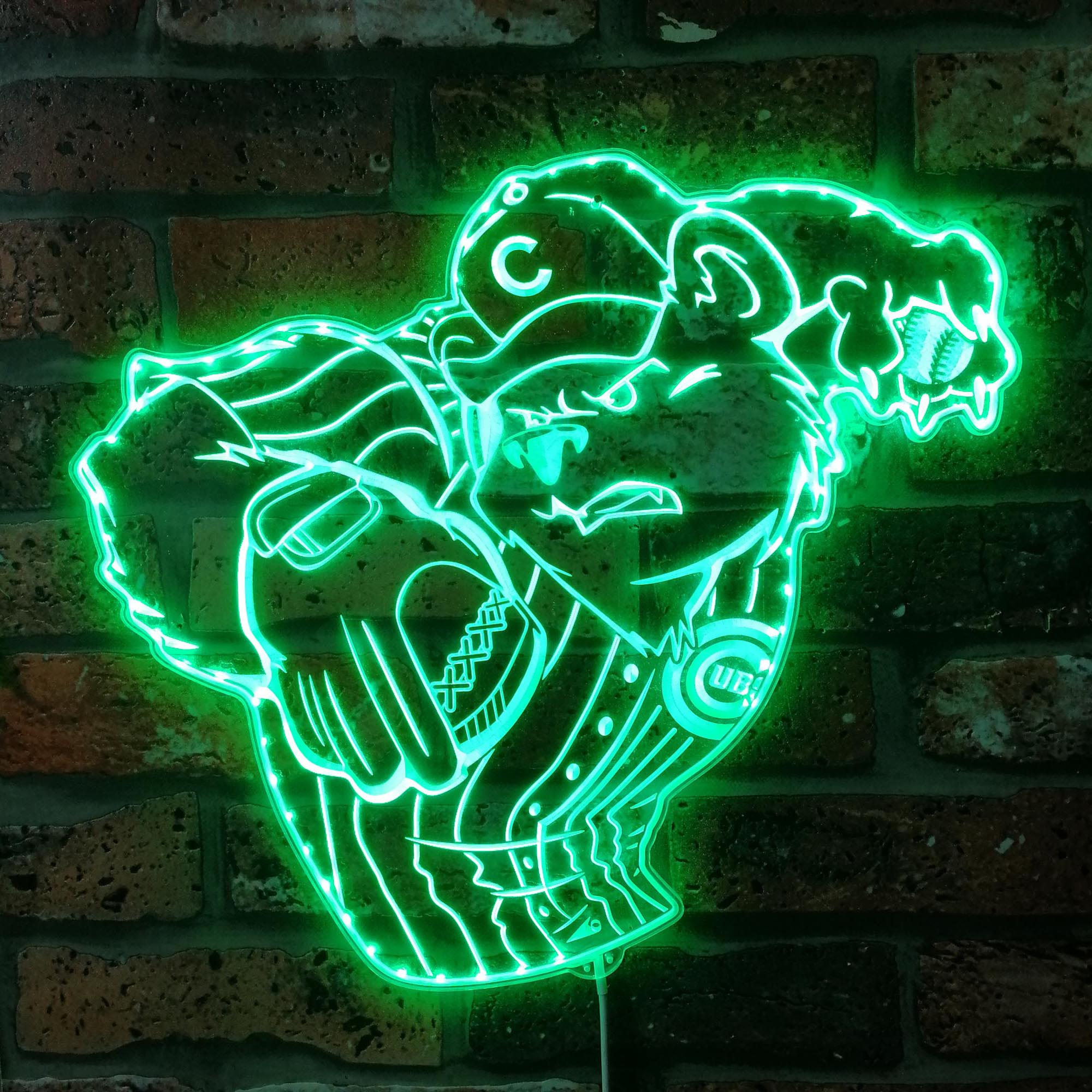 Chicago Cubs Mascot Dynamic RGB Edge Lit LED Sign