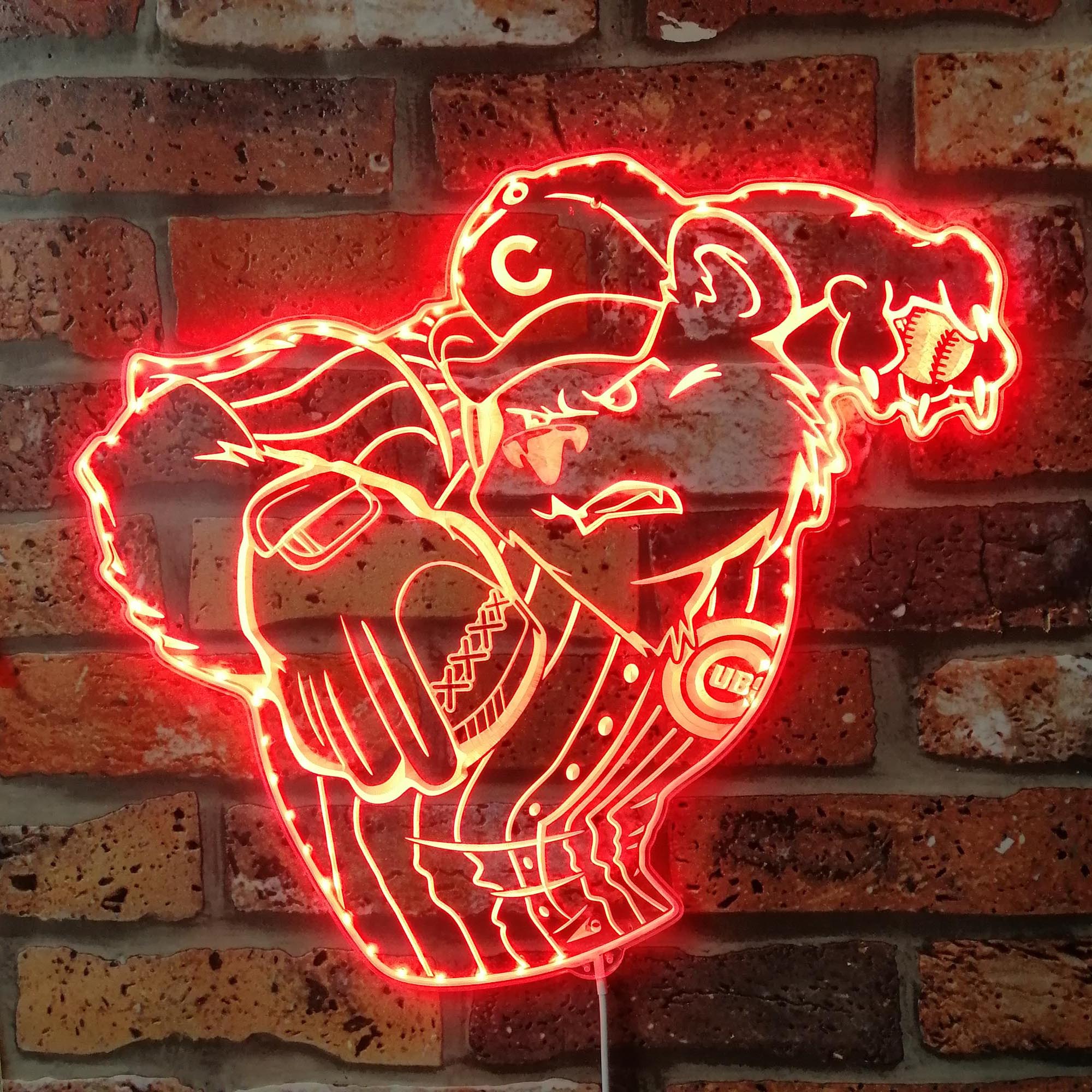 Chicago Cubs Mascot Dynamic RGB Edge Lit LED Sign