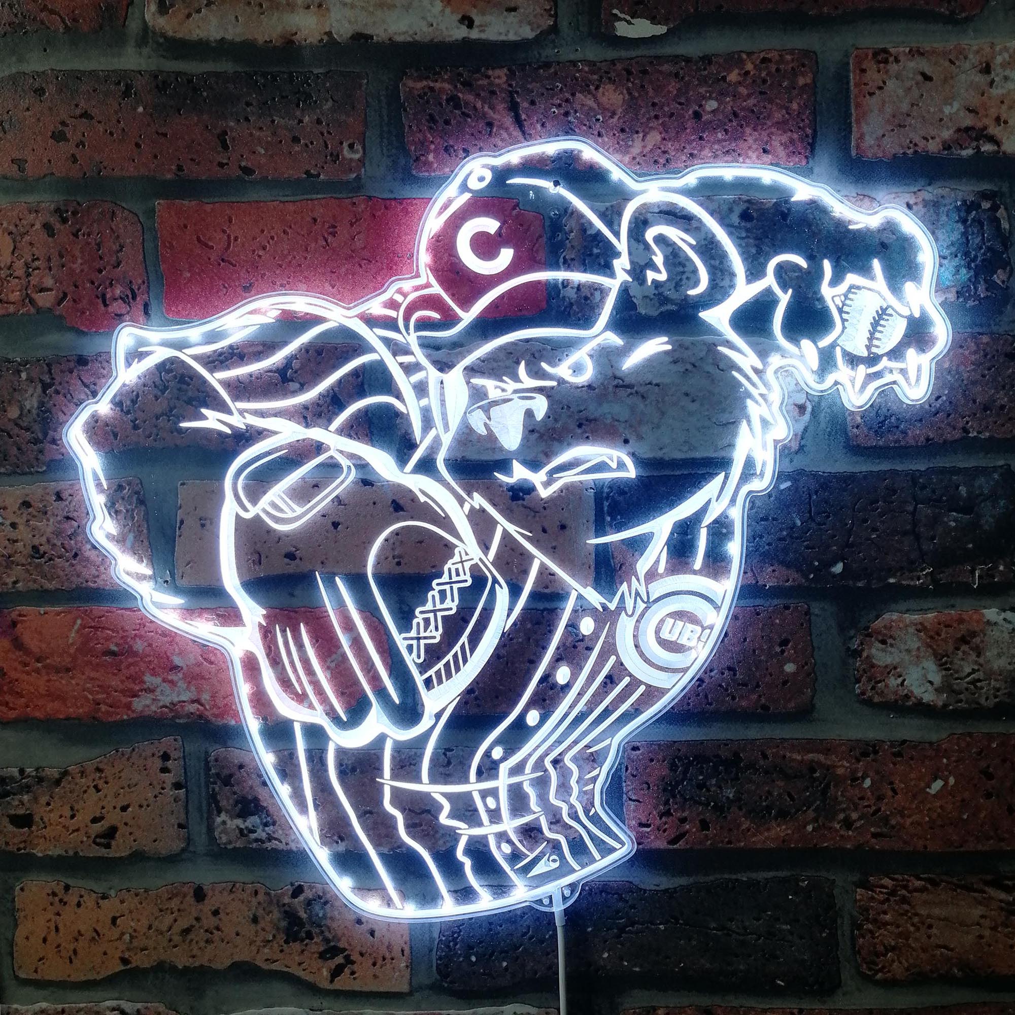 Chicago Cubs Mascot Dynamic RGB Edge Lit LED Sign