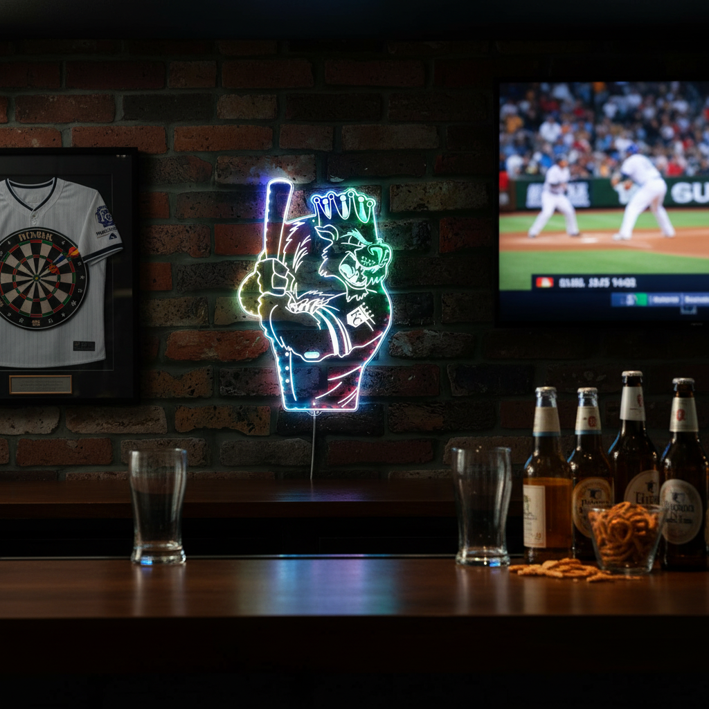 Kansas City Royals Baseball Neon LED Sign with Dynamic RGB Colors