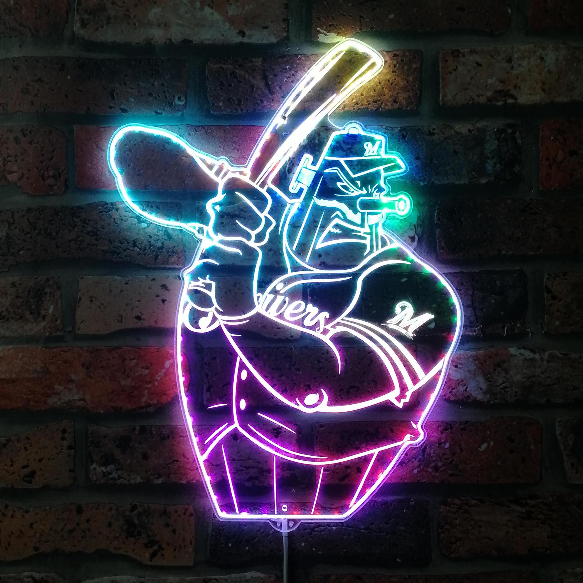 Milwaukee Brewers Baseball Dynamic RGB Edge Lit LED Sign