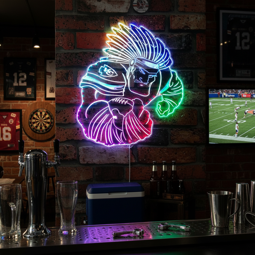 Kansas City Chiefs NFL Neon LED Sign with Dynamic RGB Colors