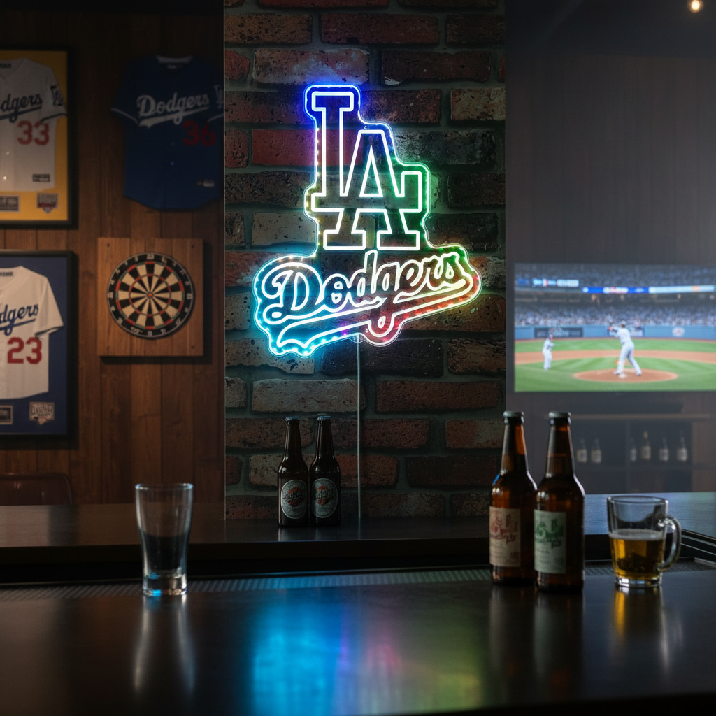 LA Dodgers Neon LED Sign with Dynamic RGB Colors