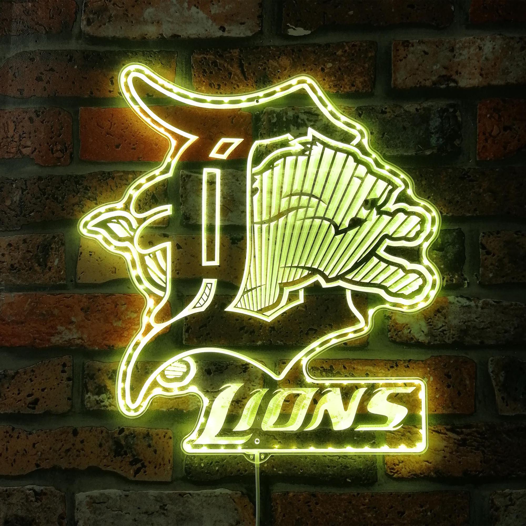 Detroit Lions Dynamic RGB Edge Lit LED Sign