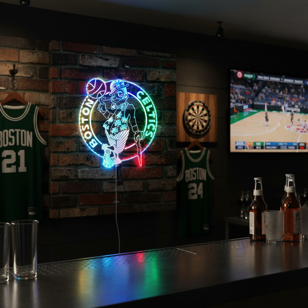 Boston Celtics Neon LED Sign with Dynamic RGB Colors