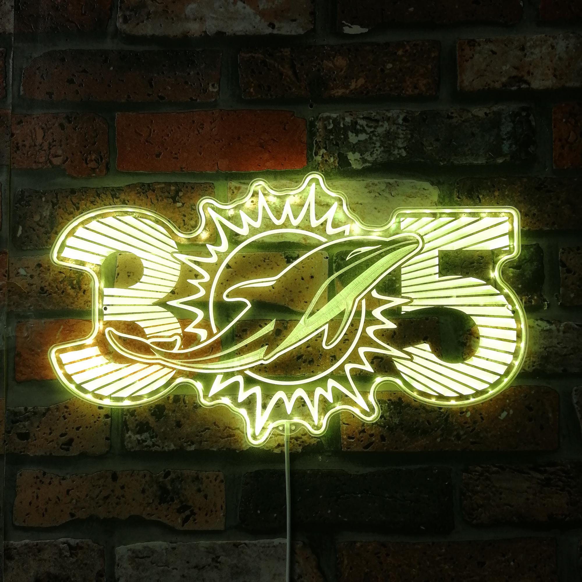 Miami Dolphin Sunburst 305 Area Code Neon LED Sign with Dynamic RGB Colors