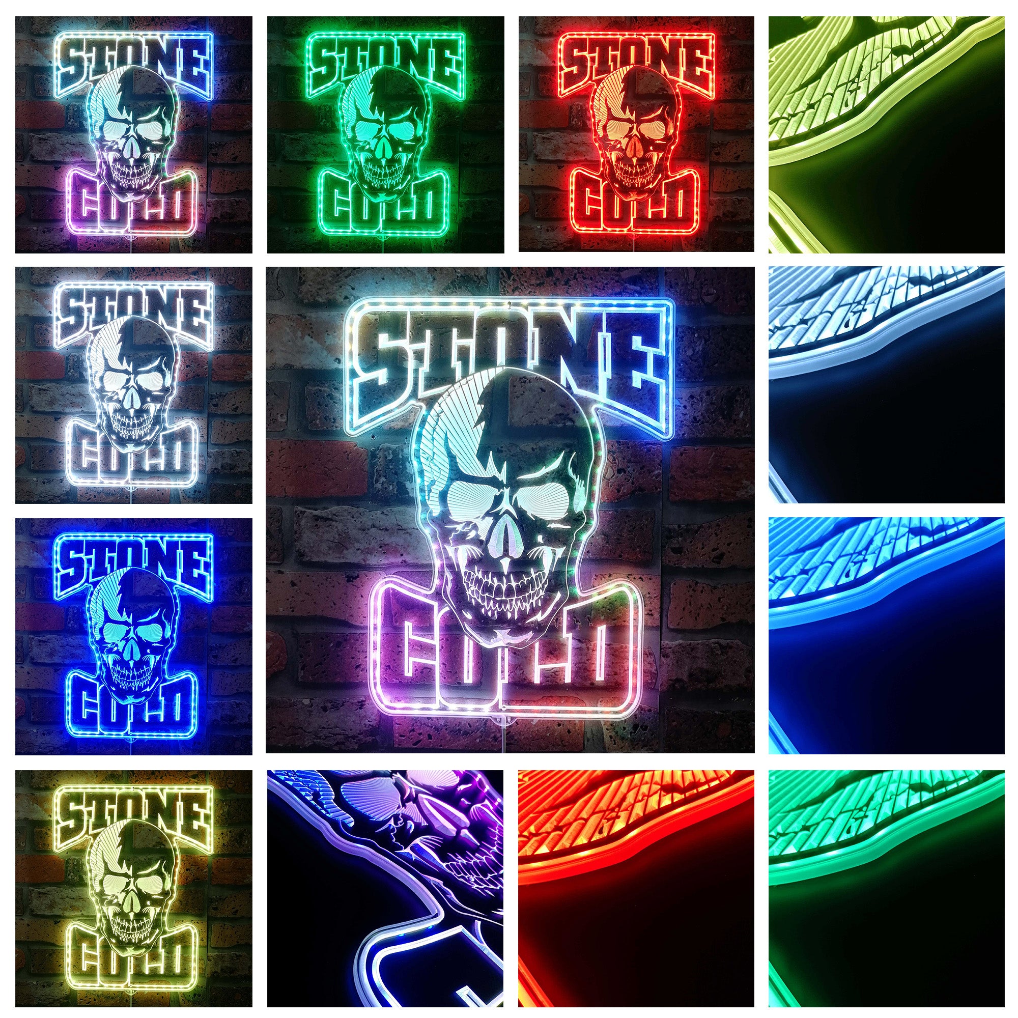 WWE Stone Cold Dynamic RGB Edge Lit LED Sign