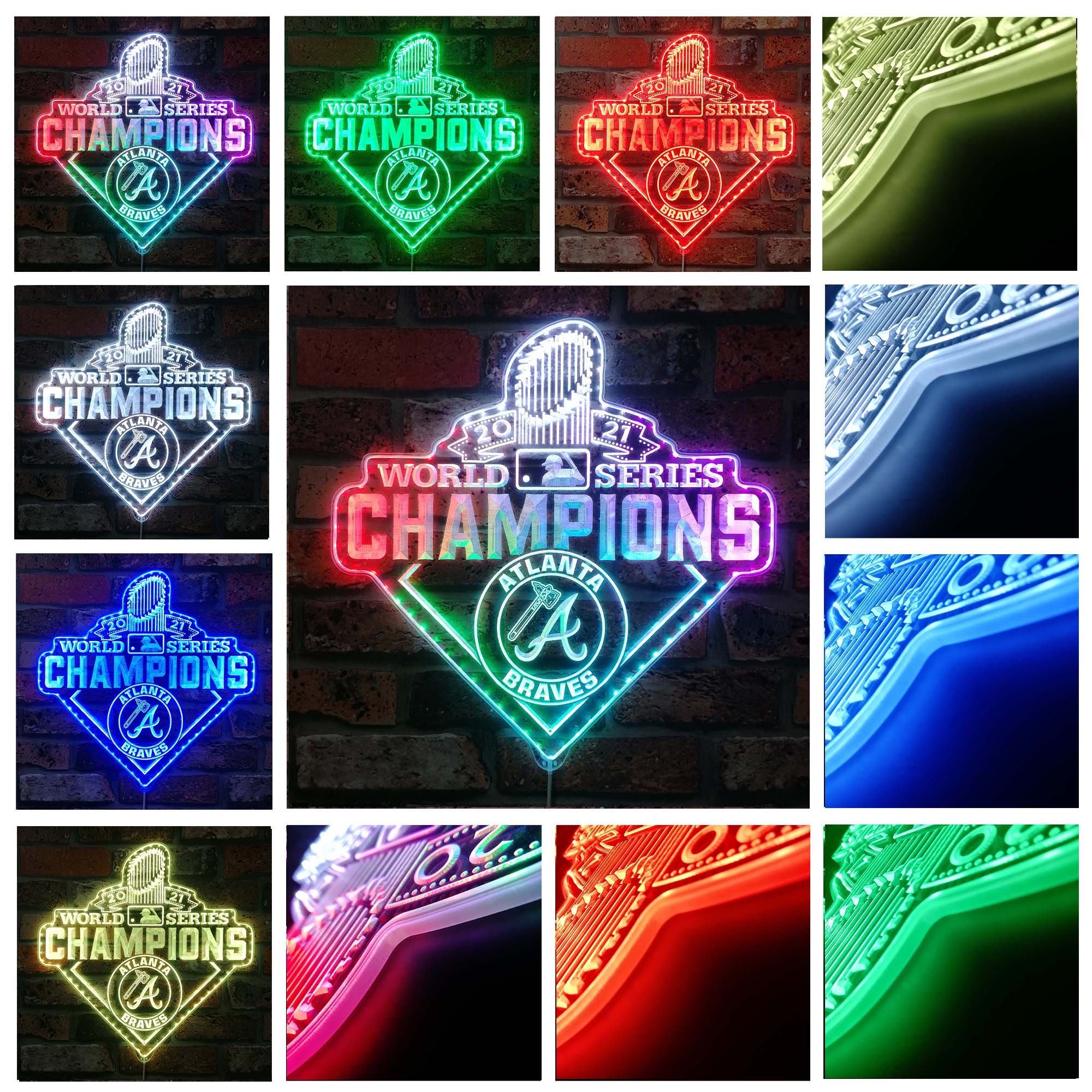 Atlanta Braves 2021 world champions Dynamic RGB Edge Lit LED Sign