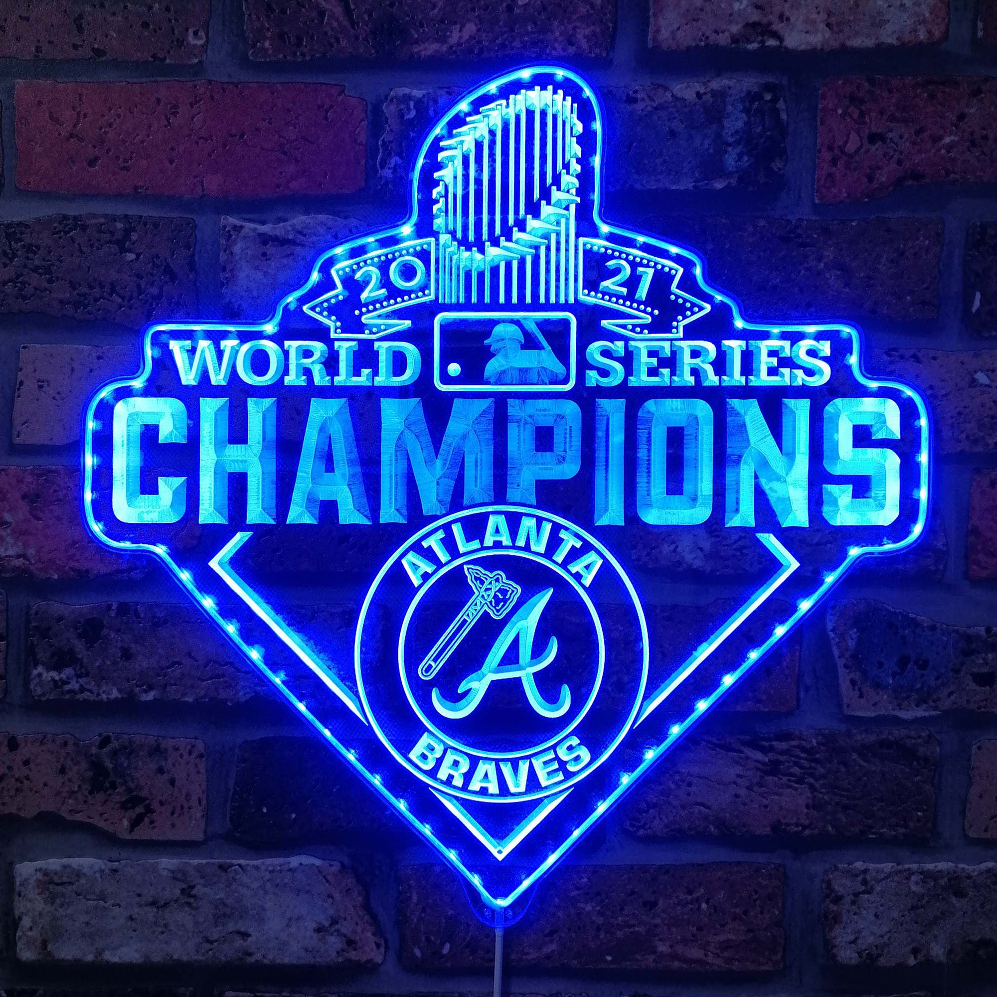 Atlanta Braves 2021 world champions Dynamic RGB Edge Lit LED Sign