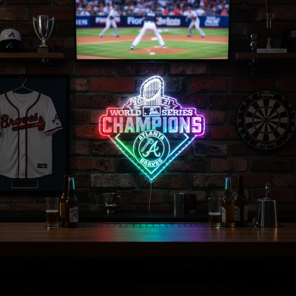 Atlanta Braves 2021 world champions Neon LED Sign with Dynamic RGB Colors