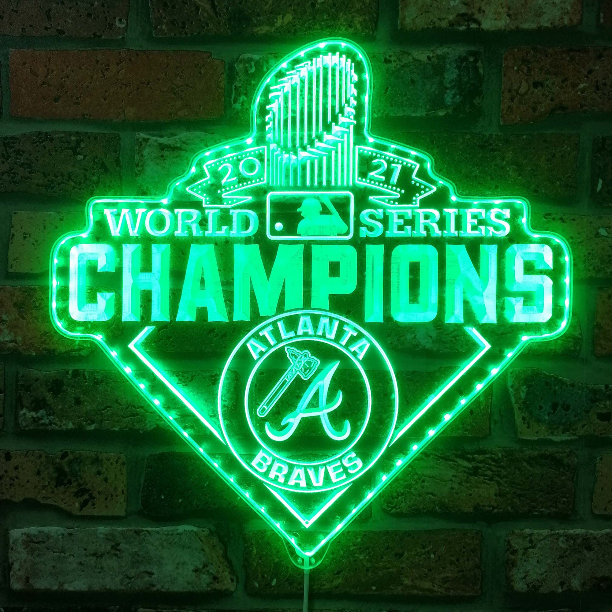 Atlanta Braves 2021 world champions Dynamic RGB Edge Lit LED Sign