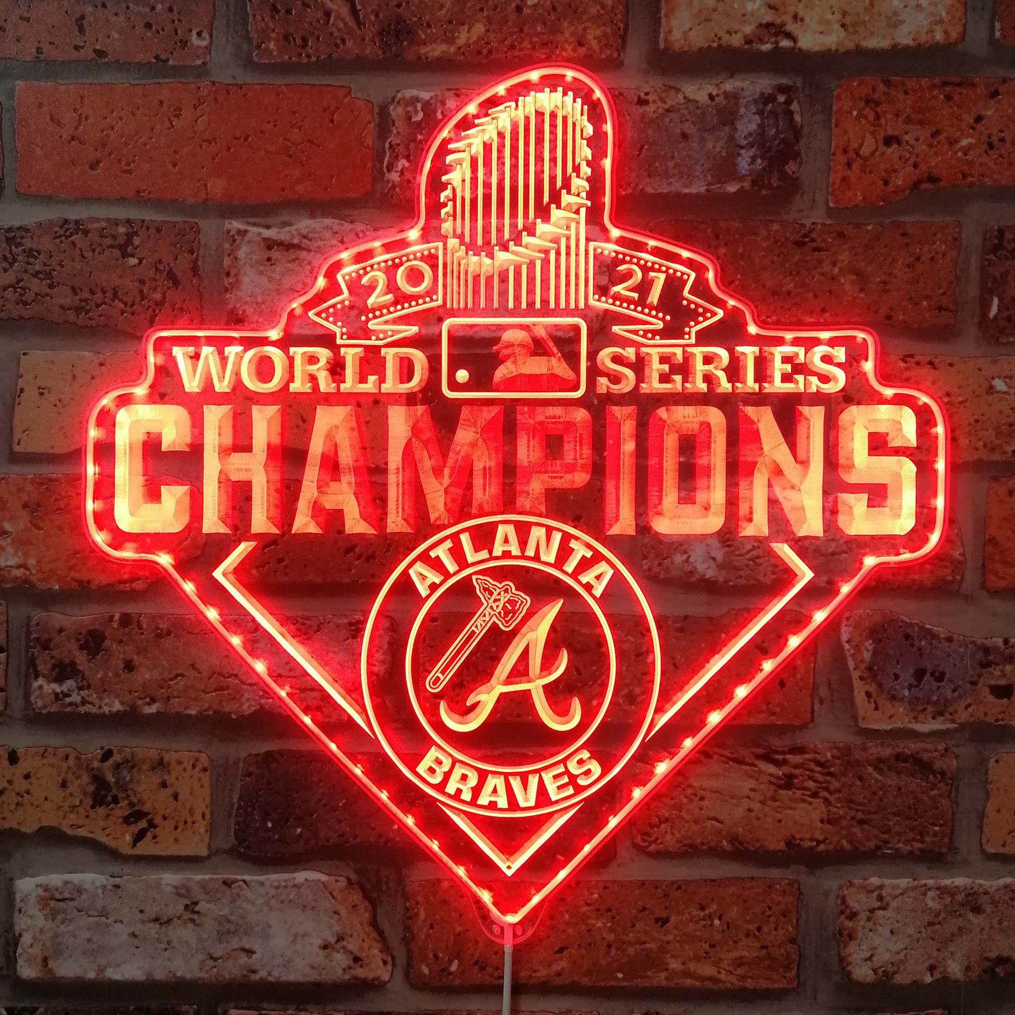 Atlanta Braves 2021 world champions Dynamic RGB Edge Lit LED Sign