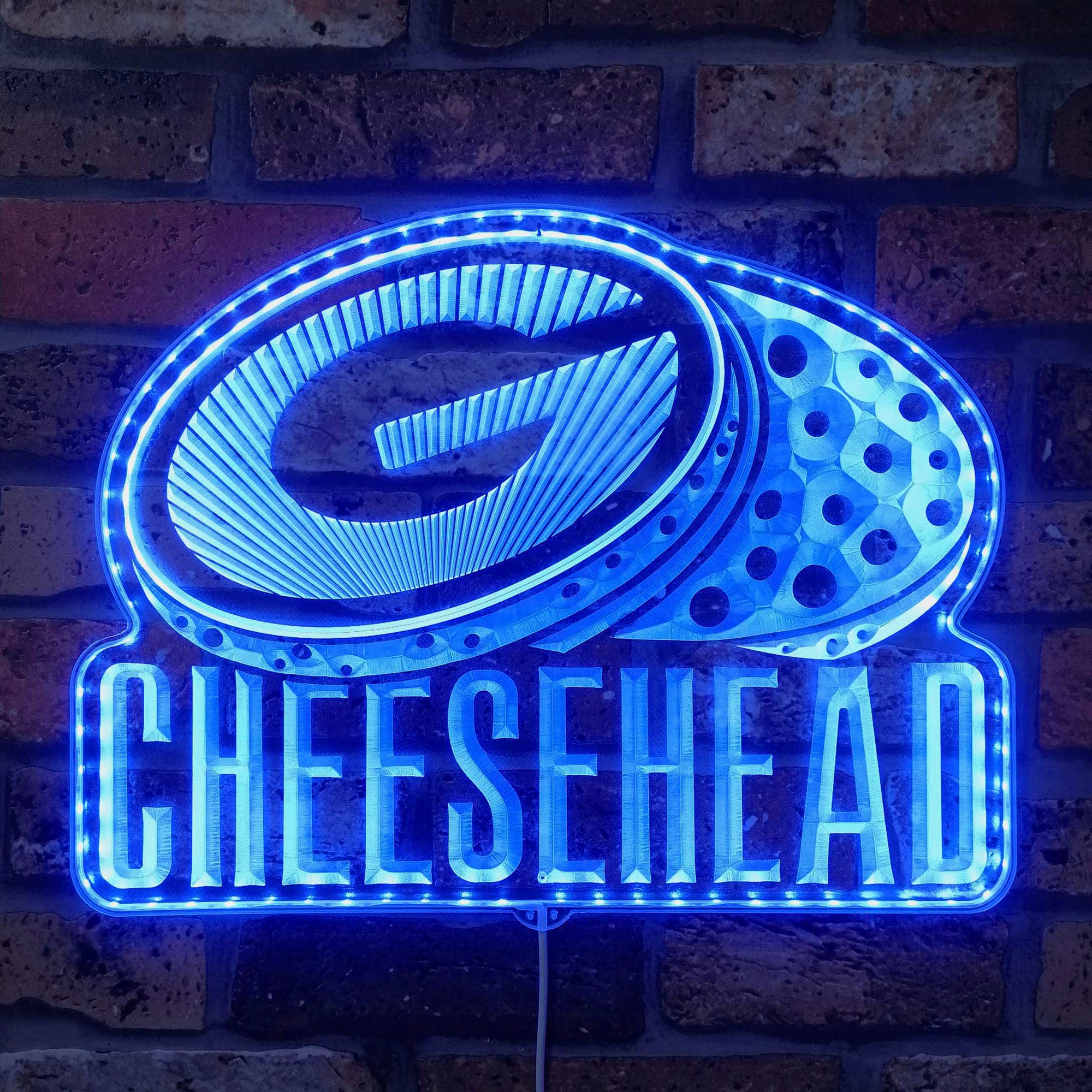 Greenbay packers CheeseHead Dynamic RGB Edge Lit LED Sign