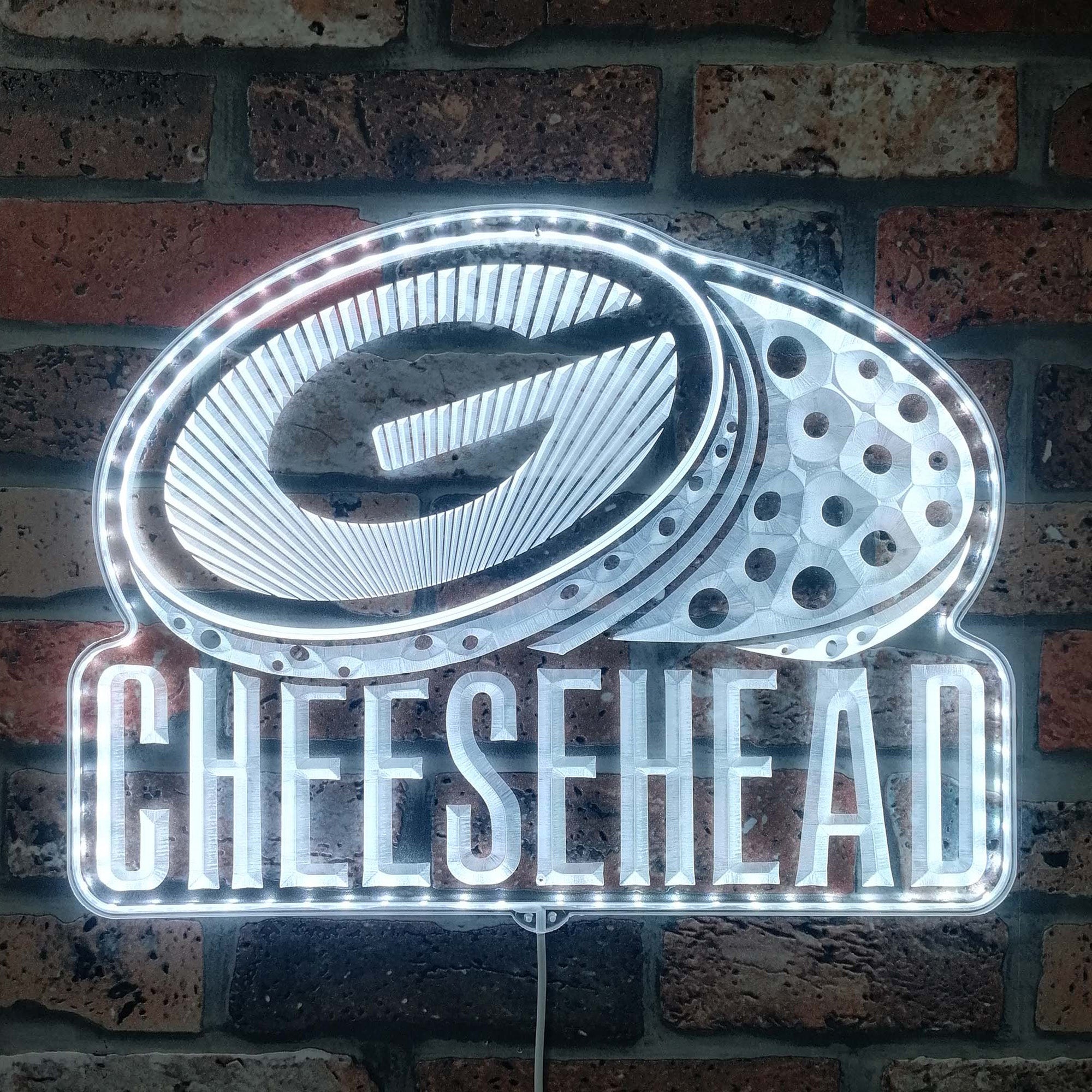 Greenbay packers CheeseHead Dynamic RGB Edge Lit LED Sign