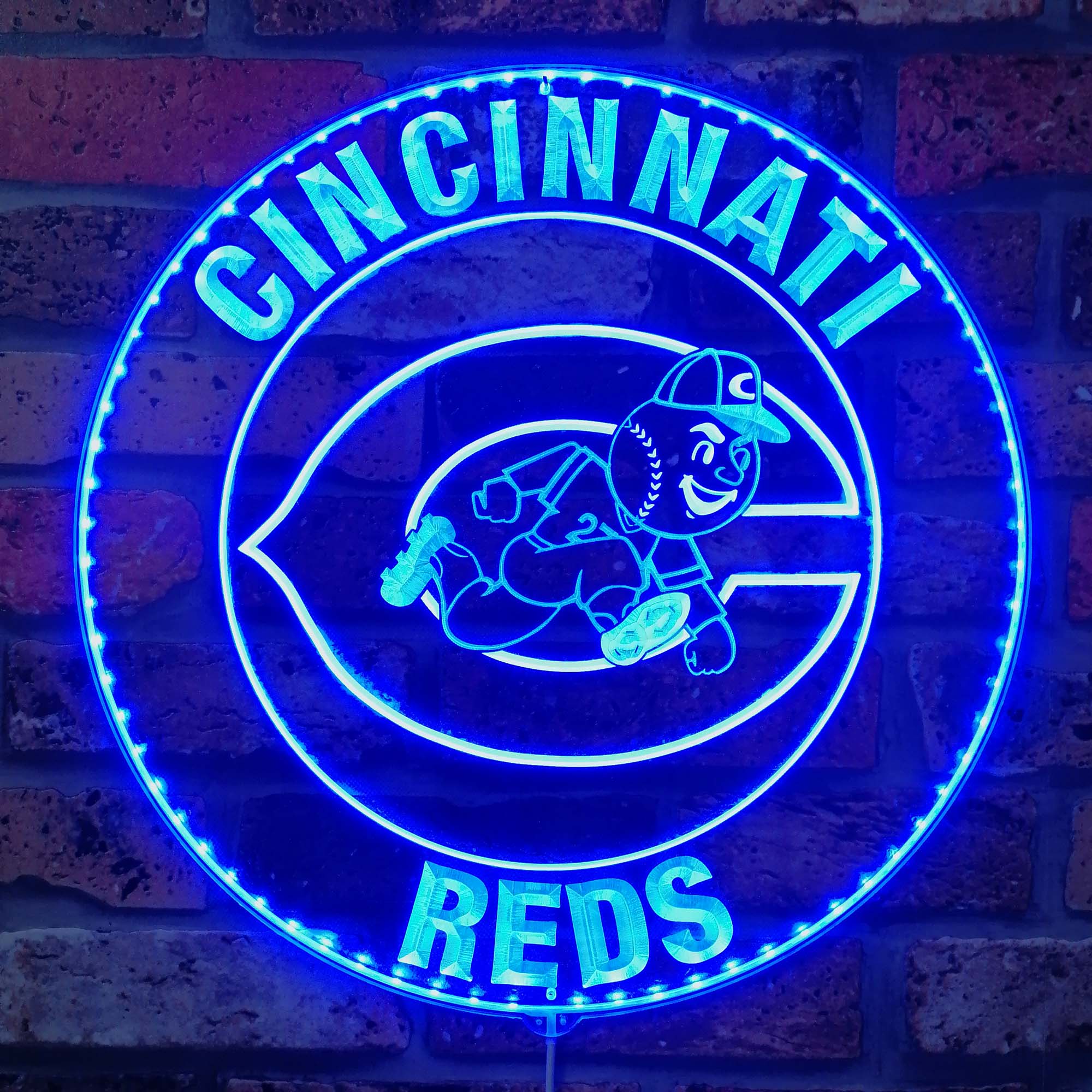 Cincinnati Reds logo Dynamic RGB Edge Lit LED Sign