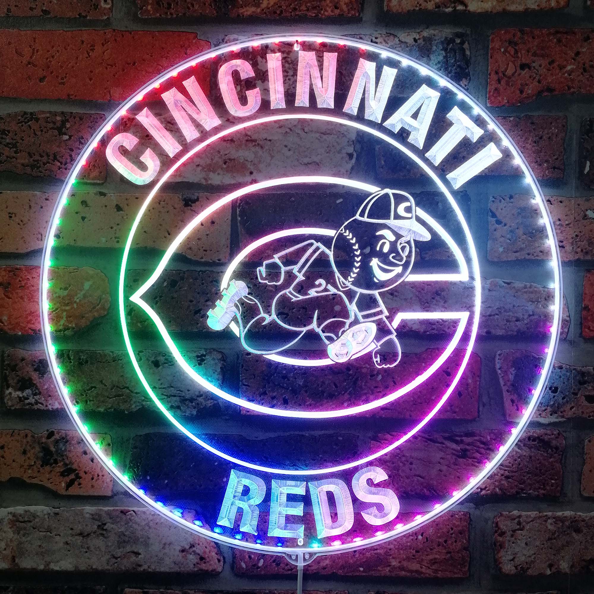 Cincinnati Reds logo Dynamic RGB Edge Lit LED Sign